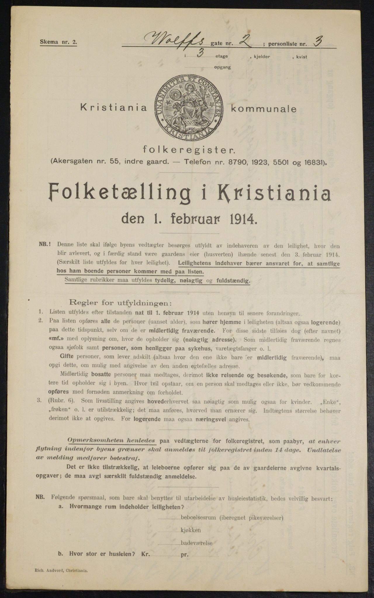 OBA, Kommunal folketelling 1.2.1914 for Kristiania, 1914, s. 129502