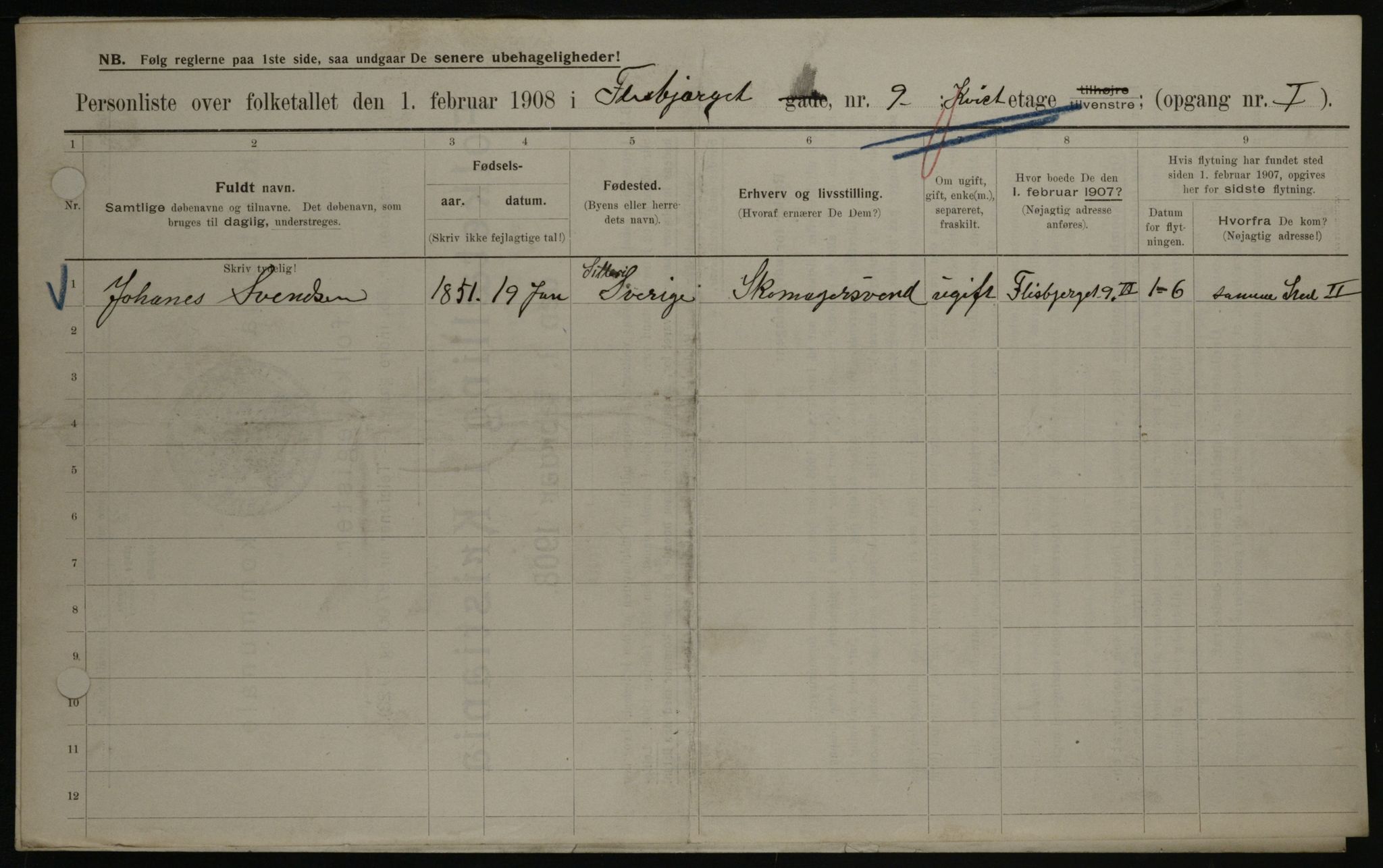 OBA, Kommunal folketelling 1.2.1908 for Kristiania kjøpstad, 1908, s. 22324