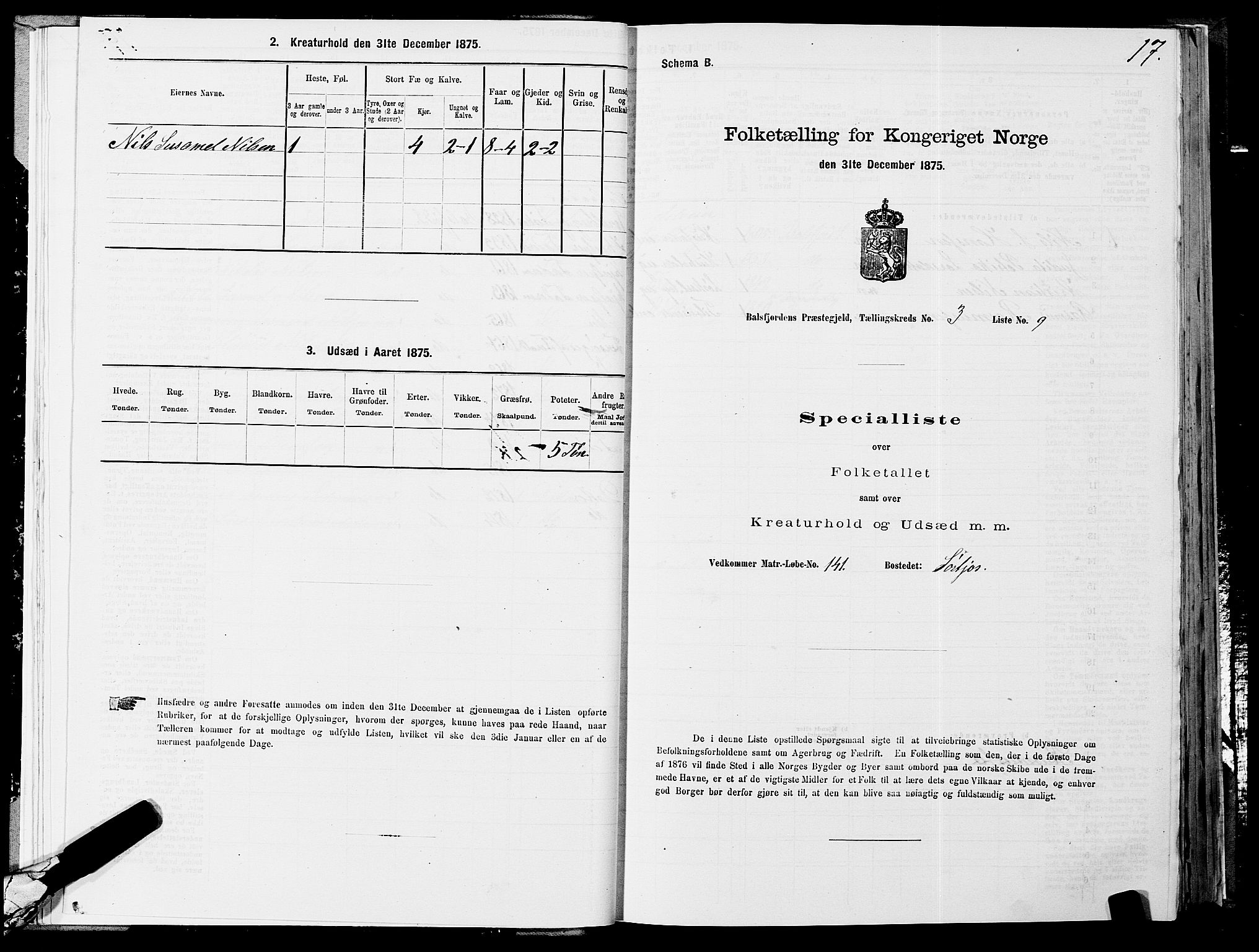 SATØ, Folketelling 1875 for 1933P Balsfjord prestegjeld, 1875, s. 1617