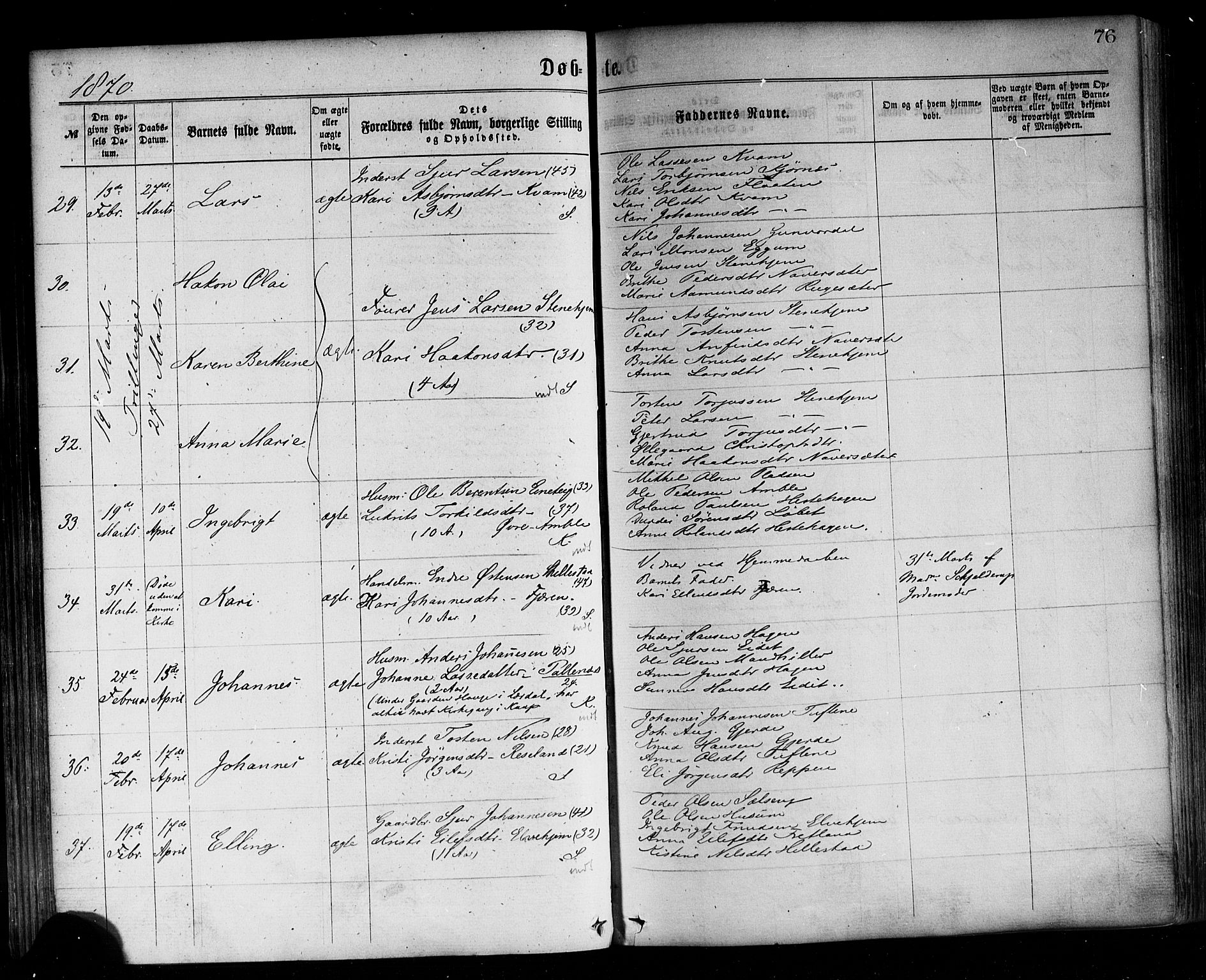 Sogndal sokneprestembete, AV/SAB-A-81301/H/Haa/Haaa/L0014: Ministerialbok nr. A 14, 1864-1877, s. 76