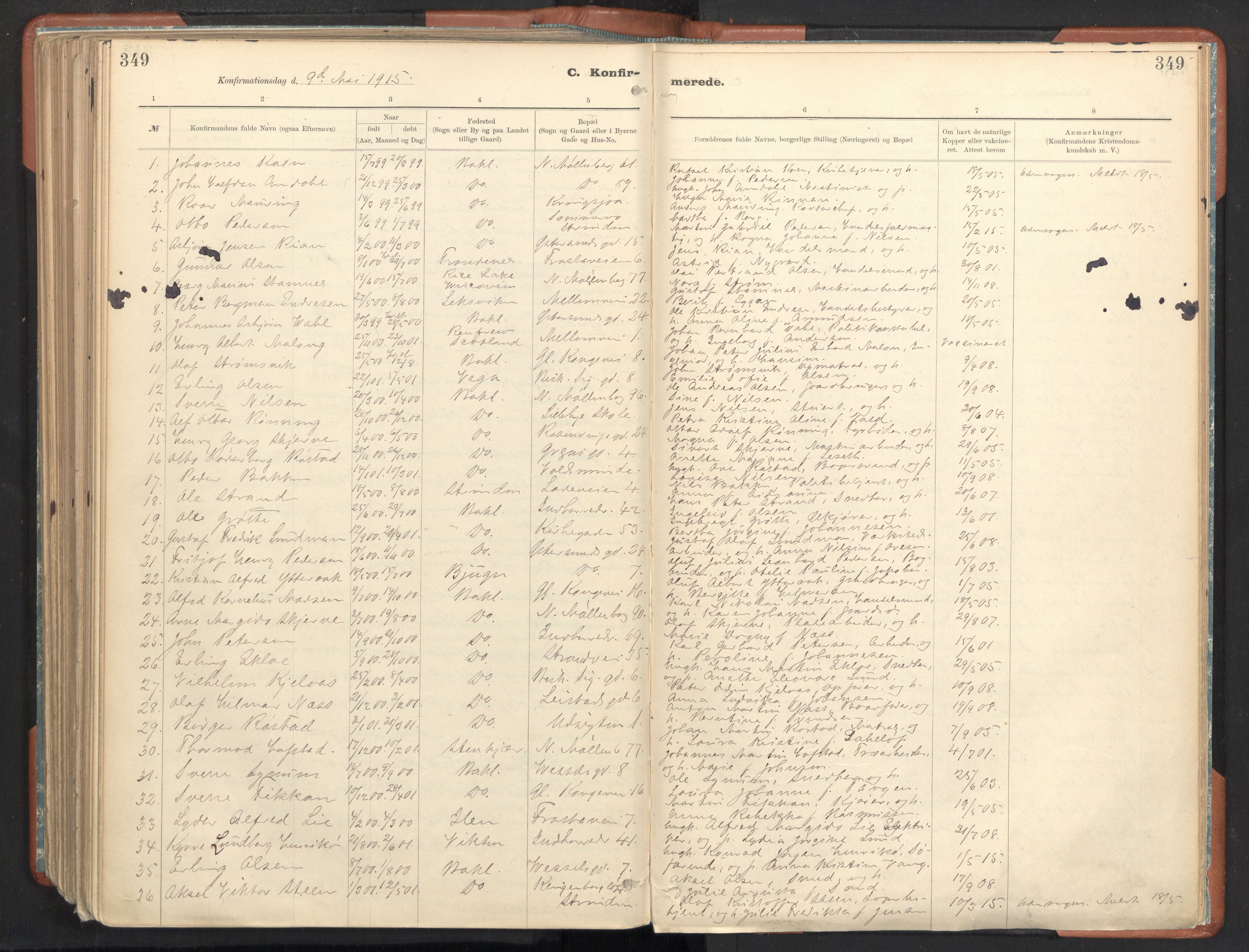 Ministerialprotokoller, klokkerbøker og fødselsregistre - Sør-Trøndelag, AV/SAT-A-1456/605/L0243: Ministerialbok nr. 605A05, 1908-1923, s. 349