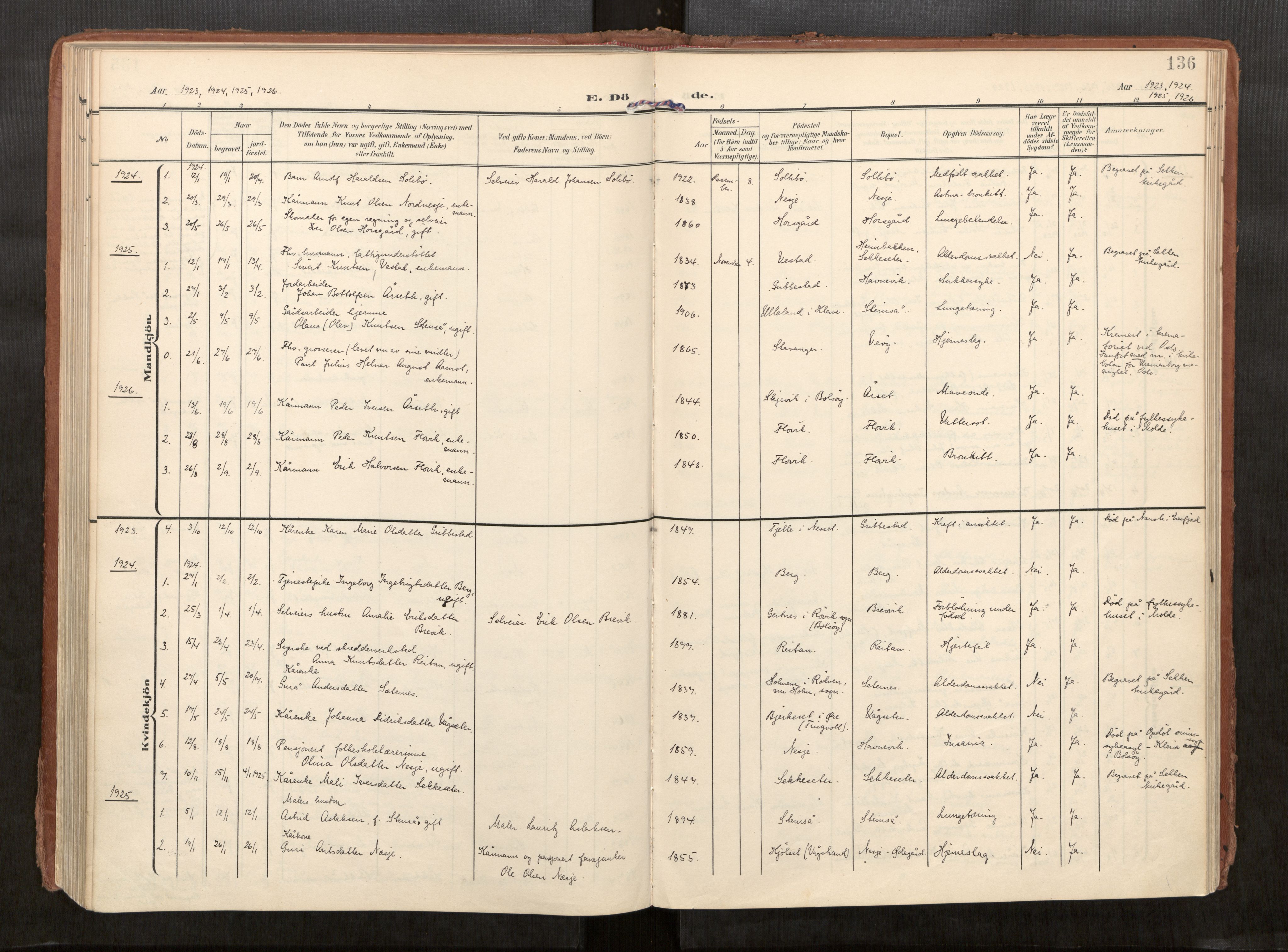 Ministerialprotokoller, klokkerbøker og fødselsregistre - Møre og Romsdal, AV/SAT-A-1454/547/L0605: Ministerialbok nr. 547A07, 1907-1936, s. 136