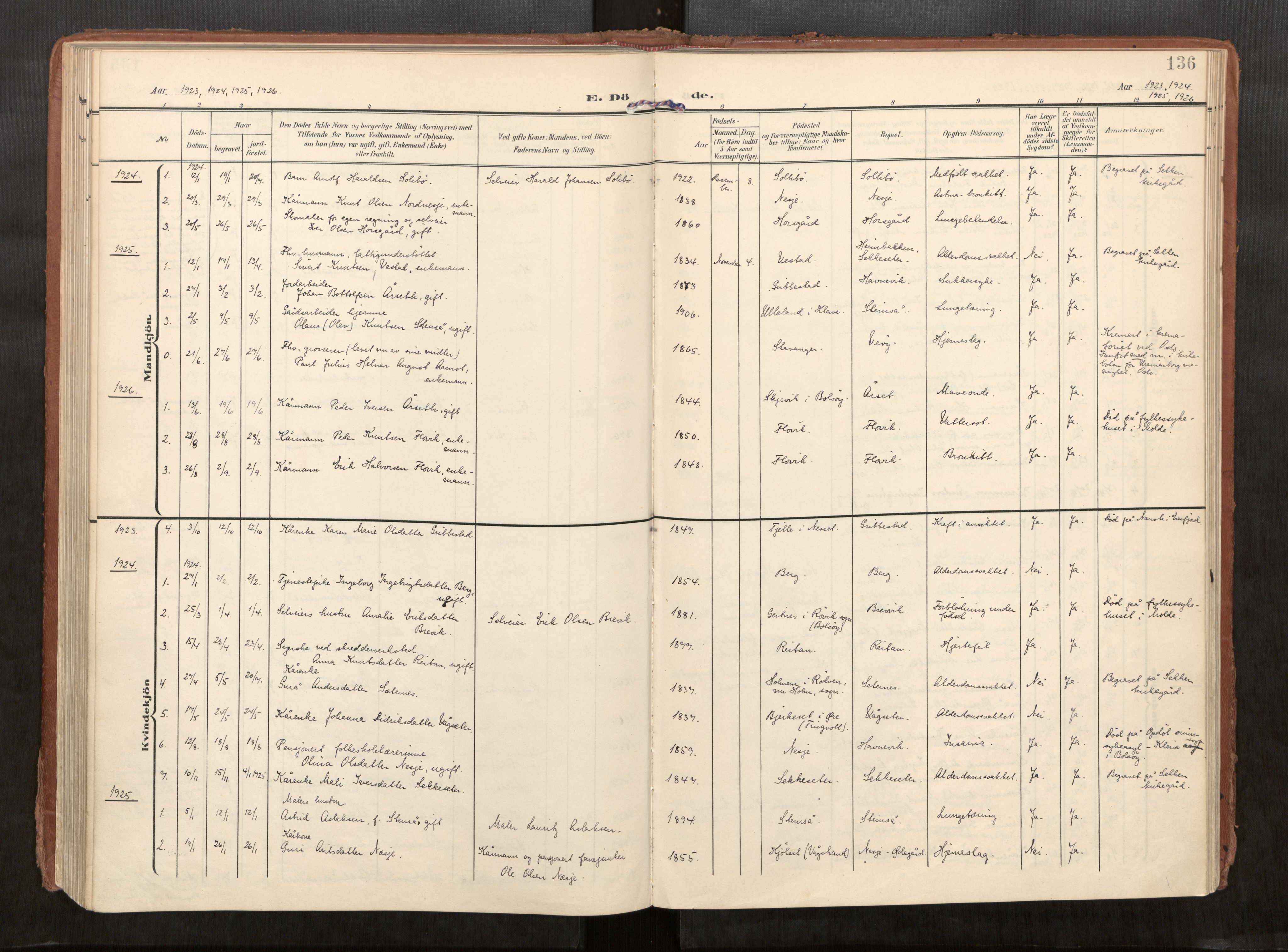 Ministerialprotokoller, klokkerbøker og fødselsregistre - Møre og Romsdal, SAT/A-1454/547/L0605: Ministerialbok nr. 547A07, 1907-1936, s. 136