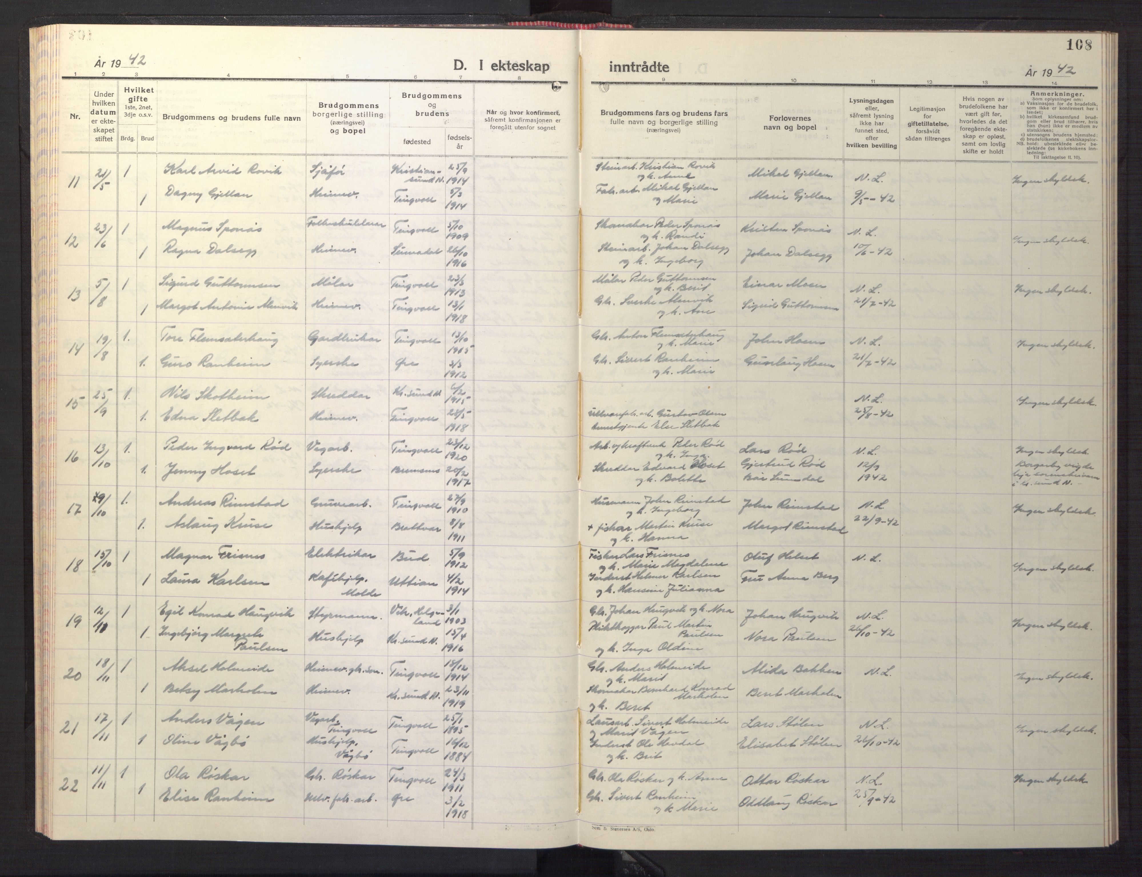 Ministerialprotokoller, klokkerbøker og fødselsregistre - Møre og Romsdal, AV/SAT-A-1454/586/L0996: Klokkerbok nr. 586C07, 1944-1949, s. 108