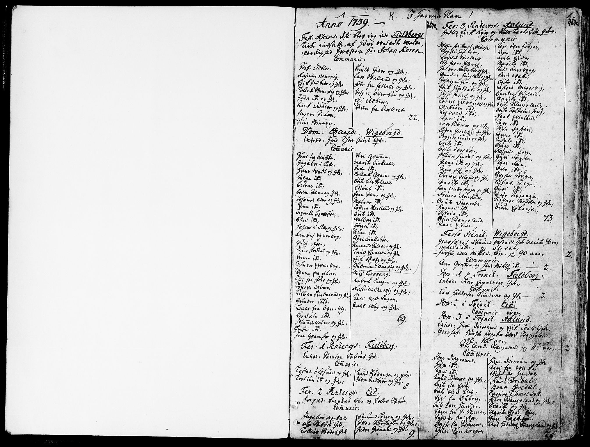 Fjelberg sokneprestembete, SAB/A-75201/H/Haa: Ministerialbok nr. A 1, 1739-1759, s. 1