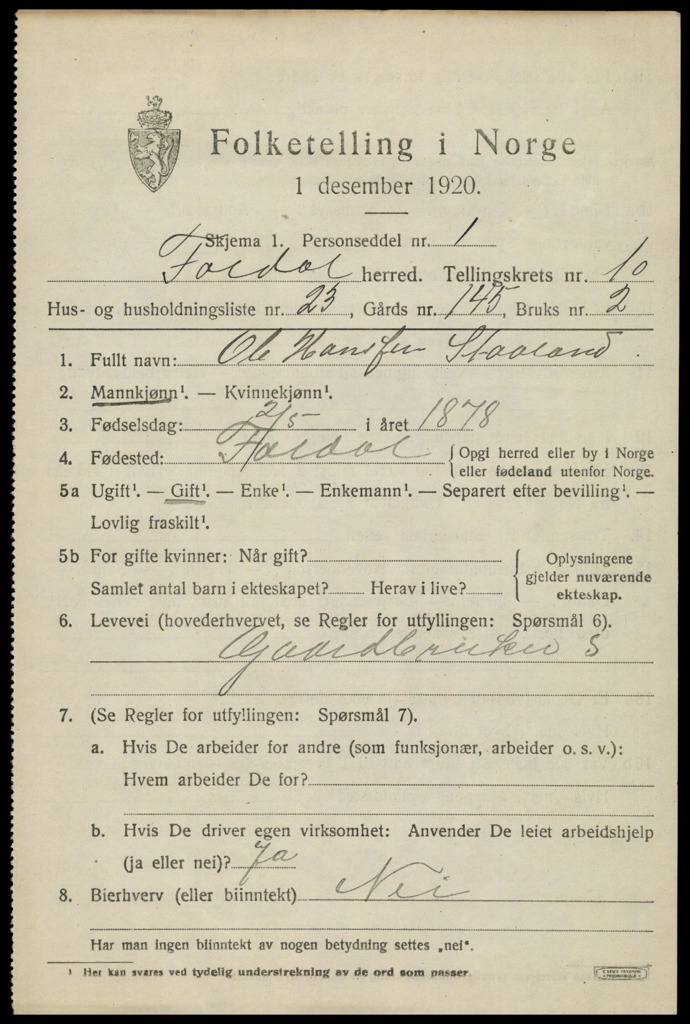 SAH, Folketelling 1920 for 0439 Folldal herred, 1920, s. 5223