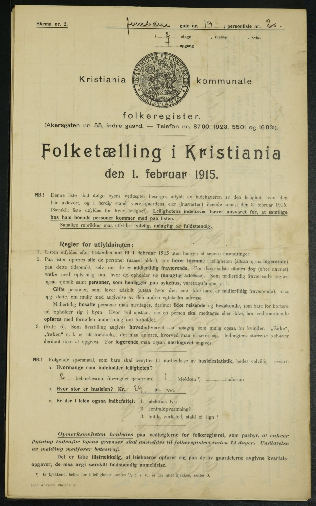 OBA, Kommunal folketelling 1.2.1915 for Kristiania, 1915, s. 46373