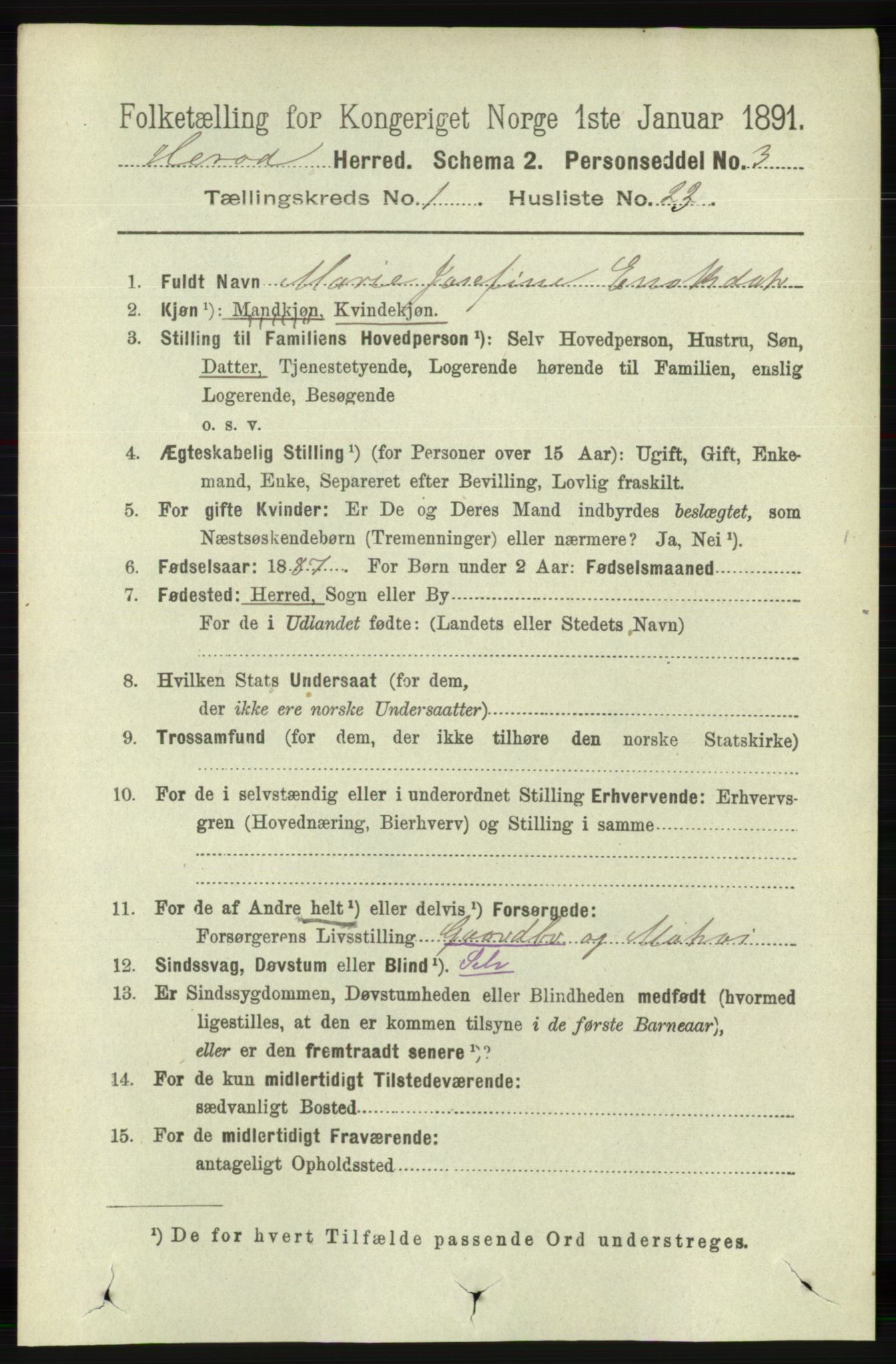 RA, Folketelling 1891 for 1039 Herad herred, 1891, s. 209
