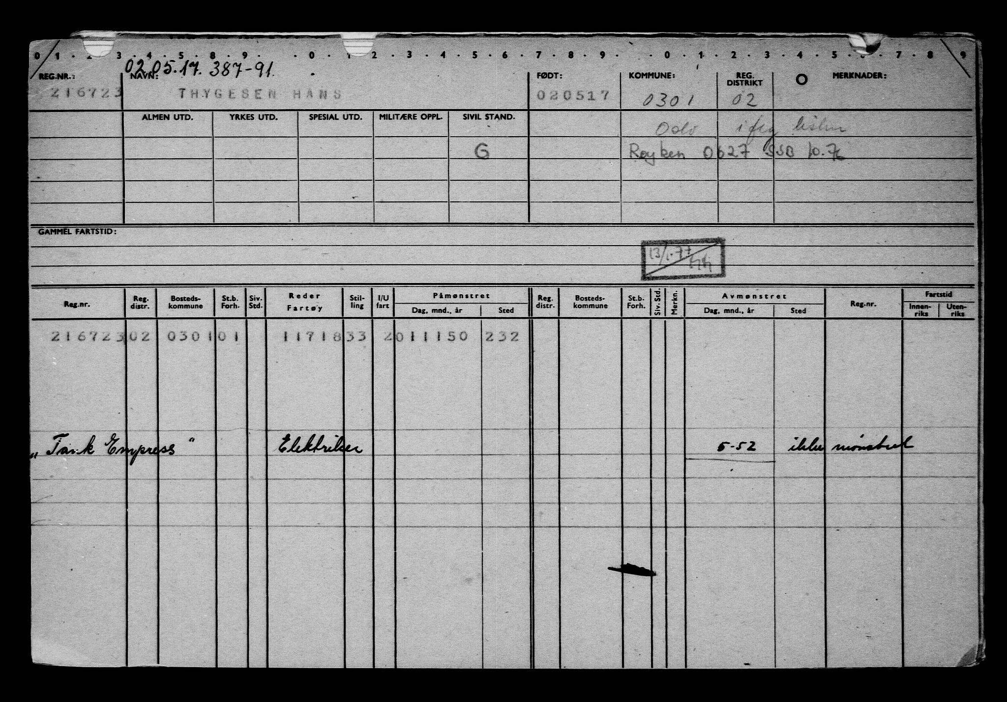 Direktoratet for sjømenn, AV/RA-S-3545/G/Gb/L0148: Hovedkort, 1917, s. 267