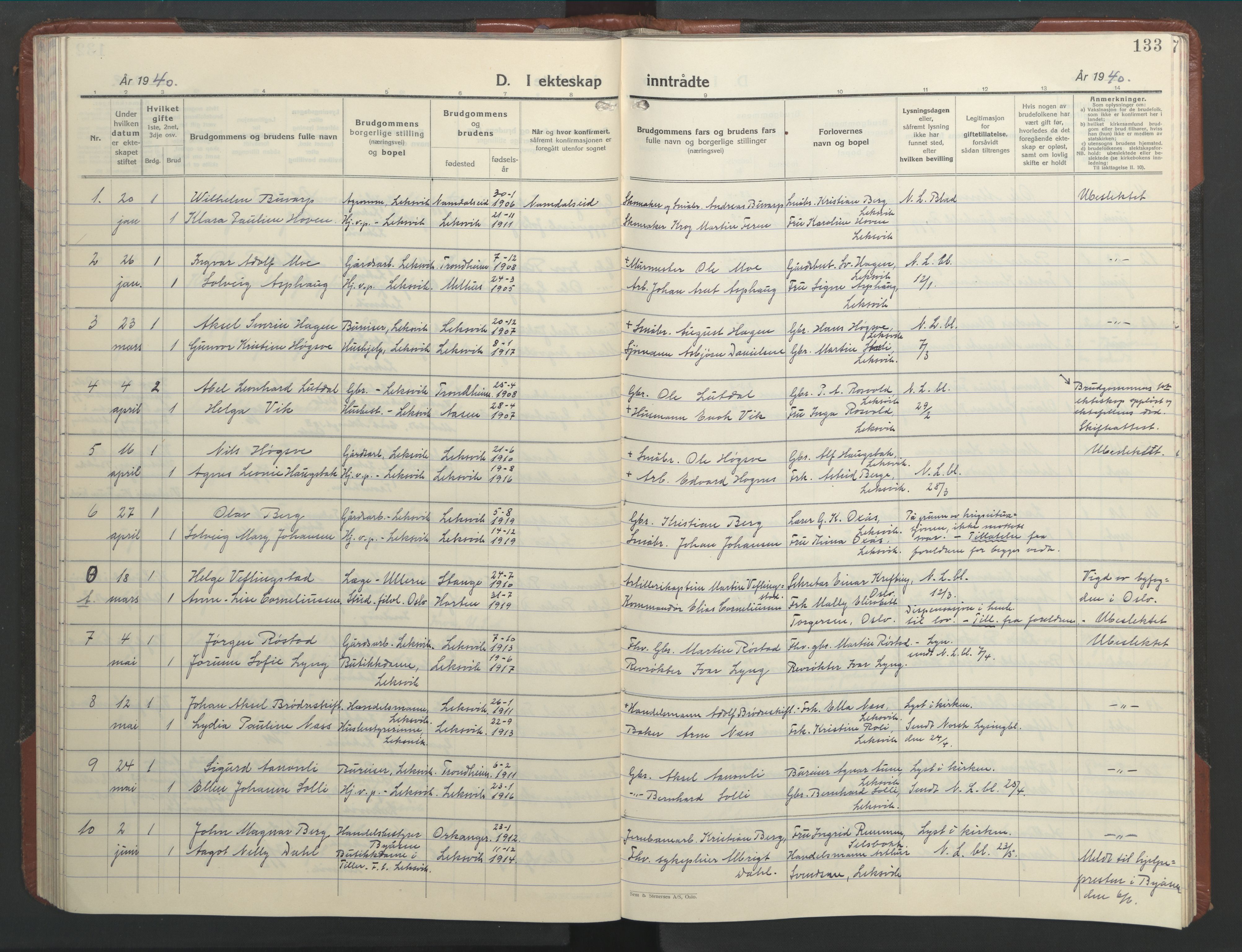 Ministerialprotokoller, klokkerbøker og fødselsregistre - Nord-Trøndelag, AV/SAT-A-1458/701/L0019: Klokkerbok nr. 701C03, 1930-1953, s. 133
