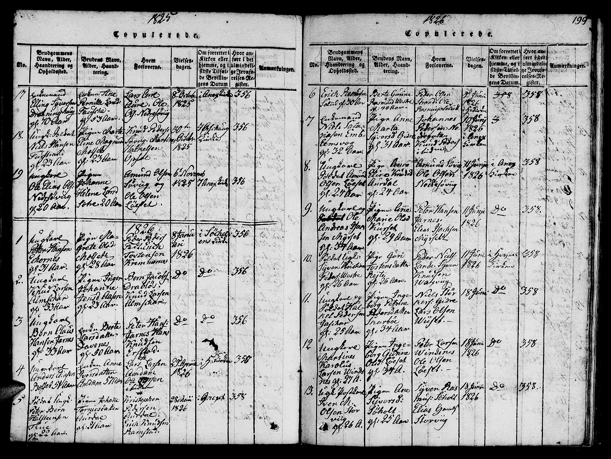 Ministerialprotokoller, klokkerbøker og fødselsregistre - Møre og Romsdal, SAT/A-1454/522/L0322: Klokkerbok nr. 522C01, 1816-1830, s. 199