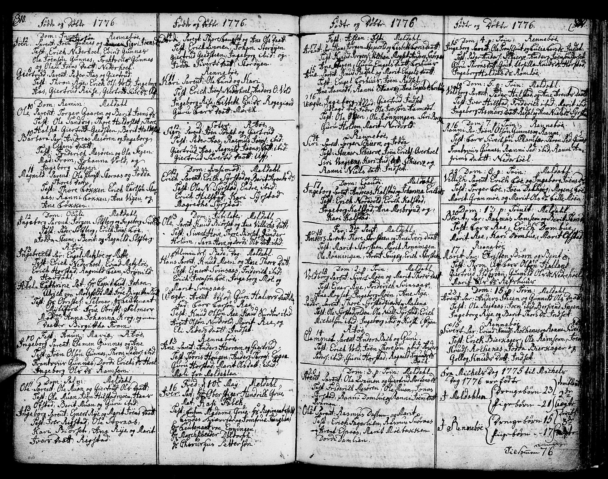 Ministerialprotokoller, klokkerbøker og fødselsregistre - Sør-Trøndelag, SAT/A-1456/672/L0852: Ministerialbok nr. 672A05, 1776-1815, s. 310-311