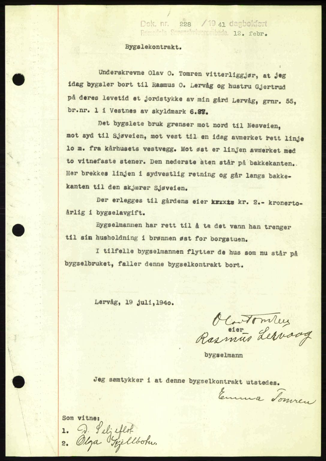 Romsdal sorenskriveri, SAT/A-4149/1/2/2C: Pantebok nr. A9, 1940-1941, Dagboknr: 228/1941