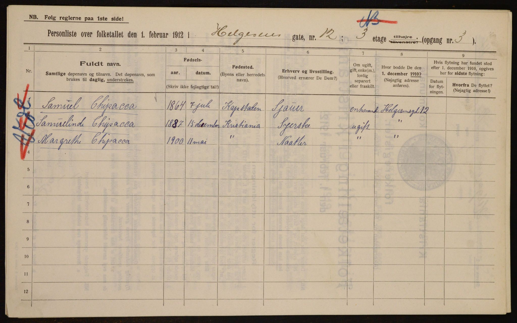 OBA, Kommunal folketelling 1.2.1912 for Kristiania, 1912, s. 38073