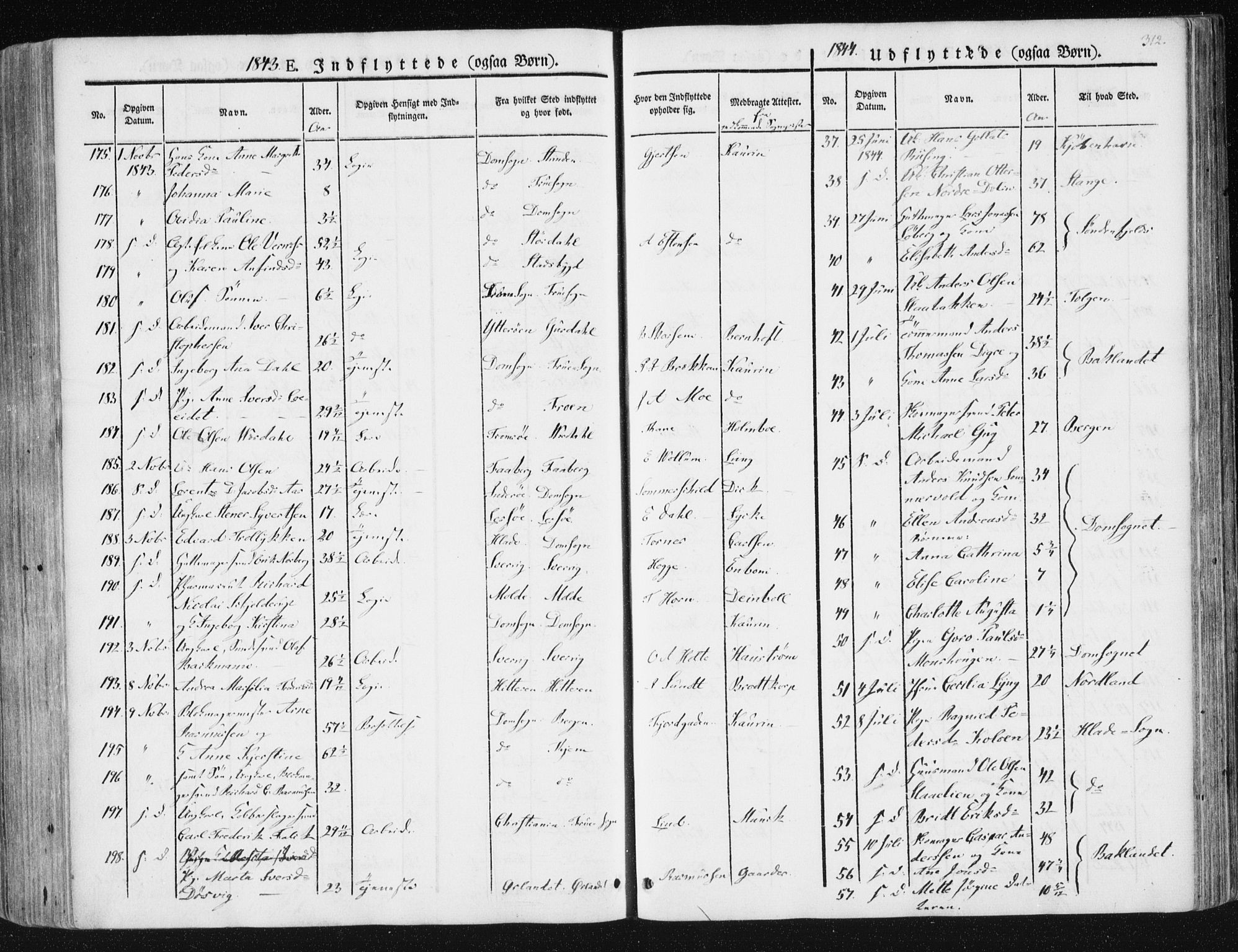 Ministerialprotokoller, klokkerbøker og fødselsregistre - Sør-Trøndelag, SAT/A-1456/602/L0110: Ministerialbok nr. 602A08, 1840-1854, s. 312