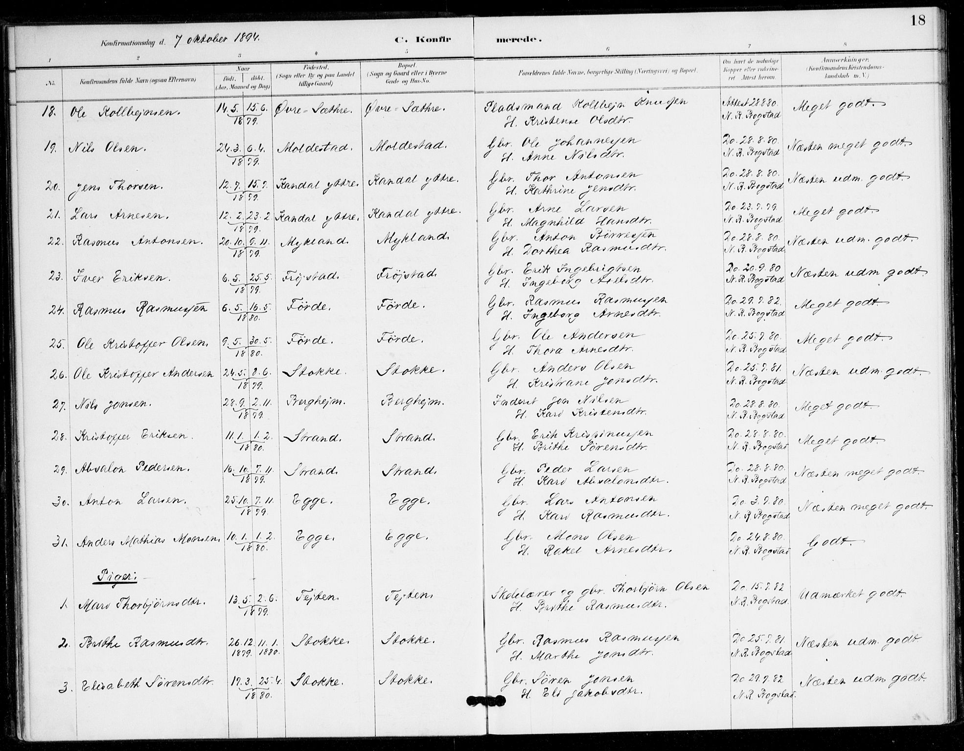 Gloppen sokneprestembete, AV/SAB-A-80101/H/Hac/L0002: Residerende kapellans bok nr. A 2, 1886-1897, s. 18