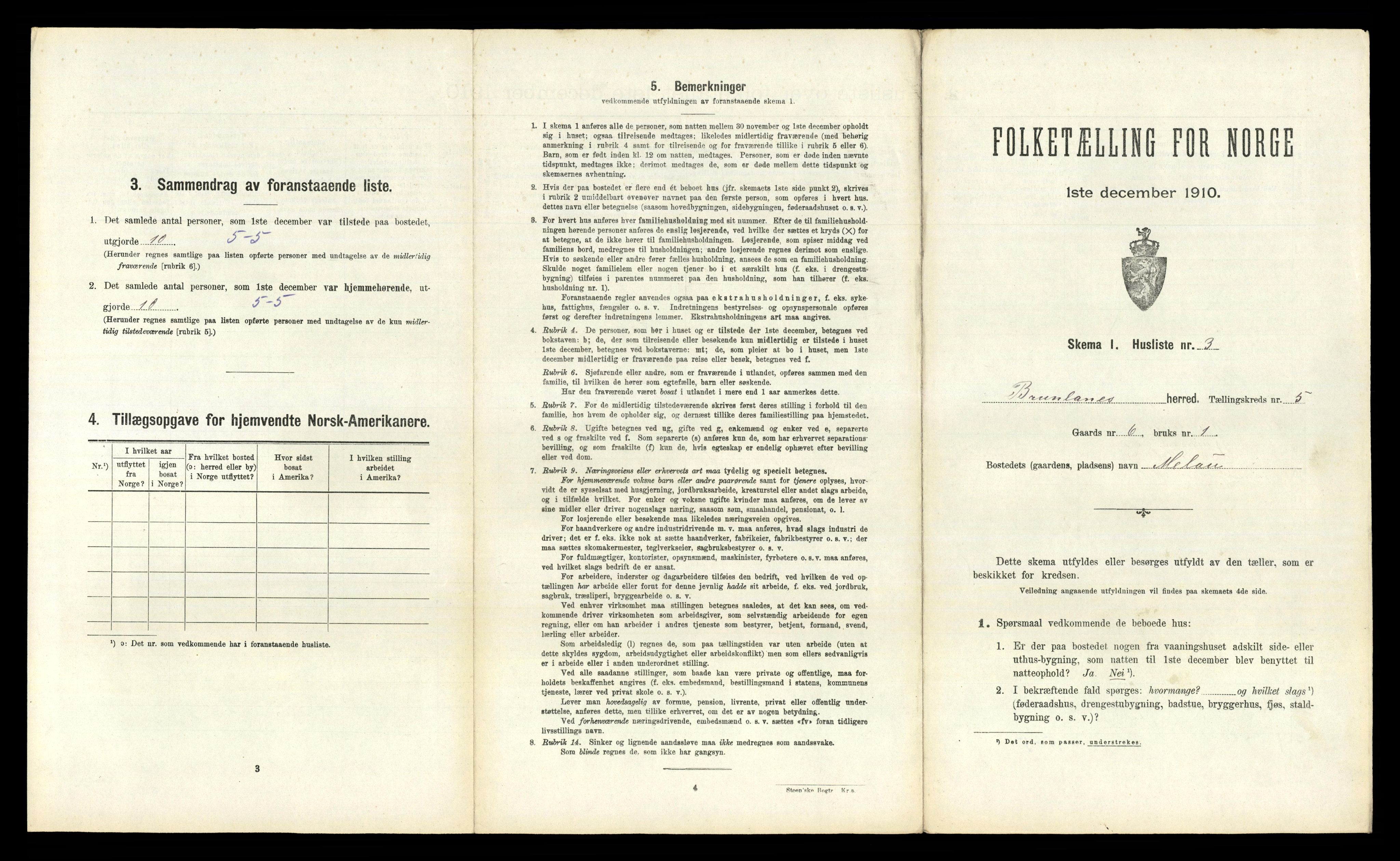 RA, Folketelling 1910 for 0726 Brunlanes herred, 1910, s. 697