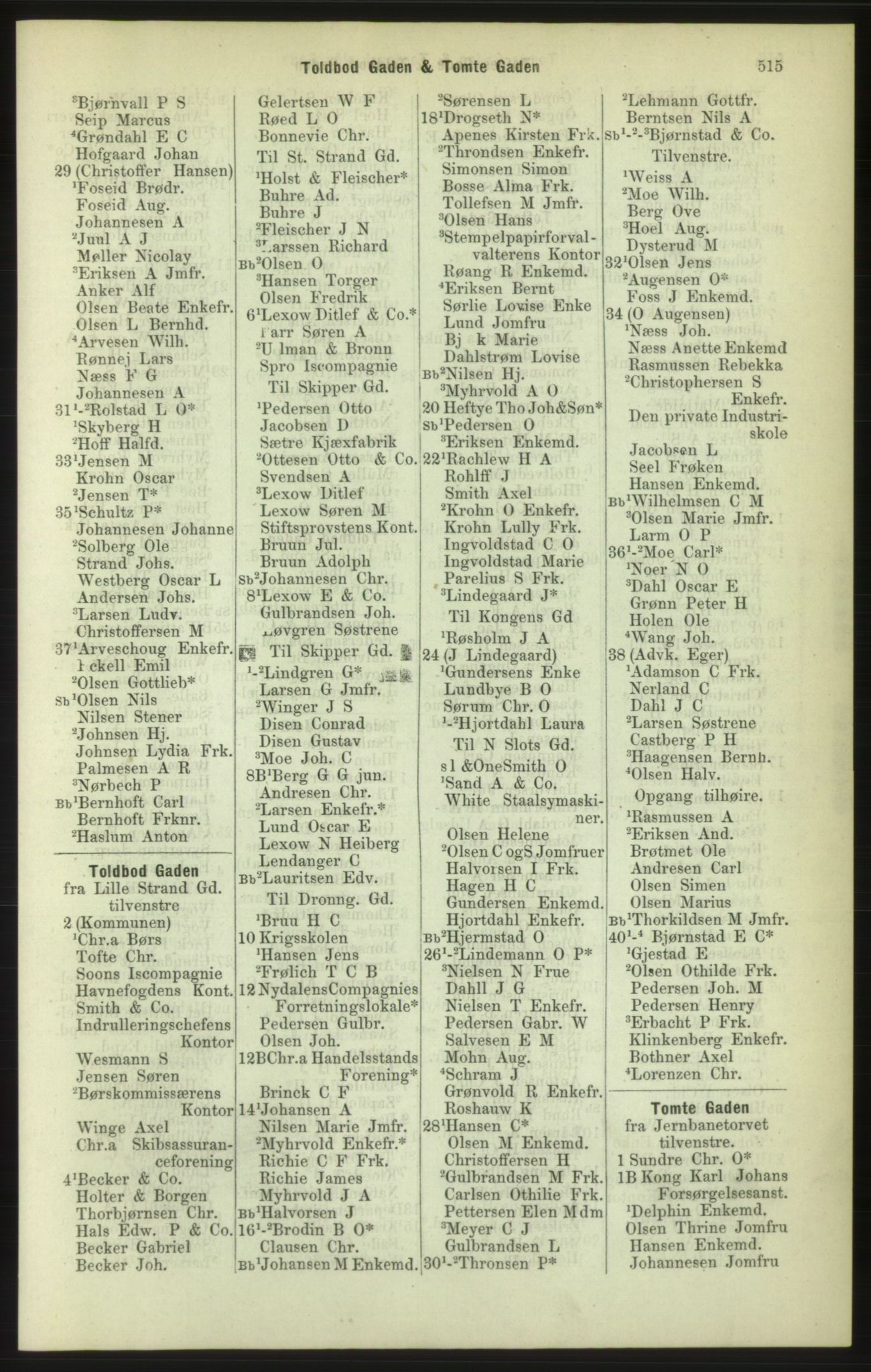 Kristiania/Oslo adressebok, PUBL/-, 1886, s. 515