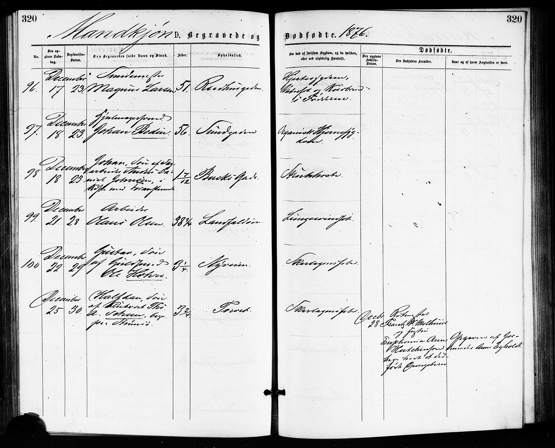 Bragernes kirkebøker, AV/SAKO-A-6/F/Fb/L0005: Ministerialbok nr. II 5, 1875-1877, s. 320