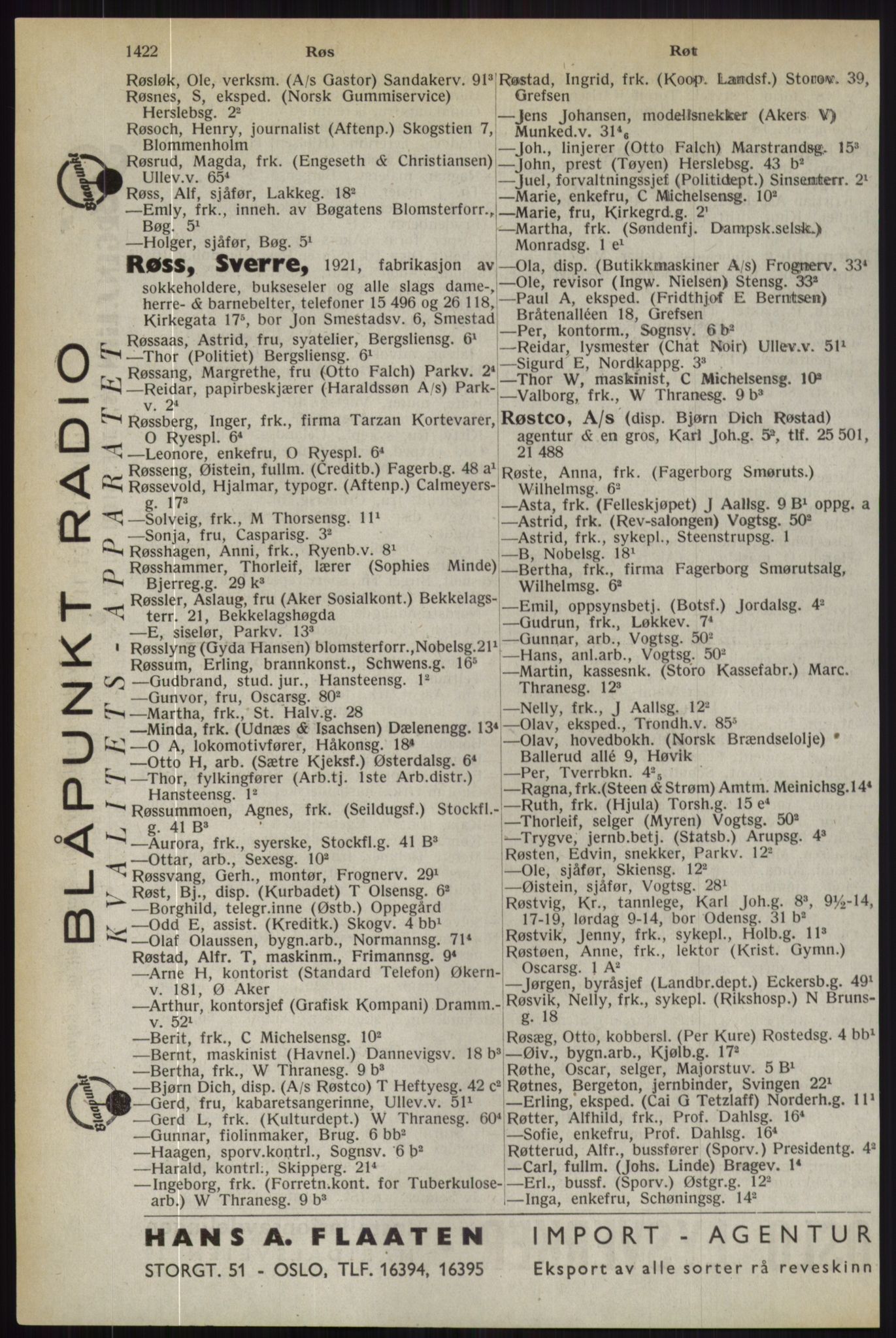 Kristiania/Oslo adressebok, PUBL/-, 1944, s. 1422
