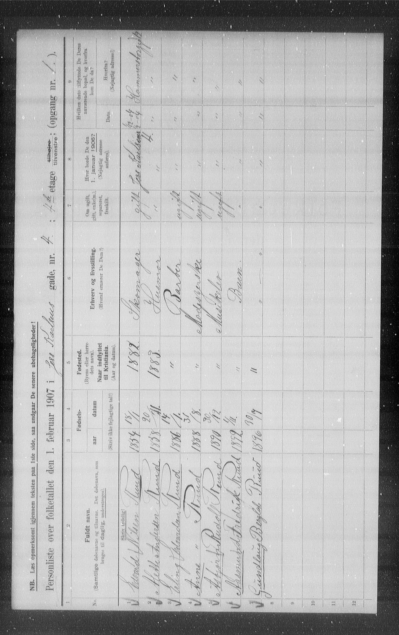 OBA, Kommunal folketelling 1.2.1907 for Kristiania kjøpstad, 1907, s. 23936