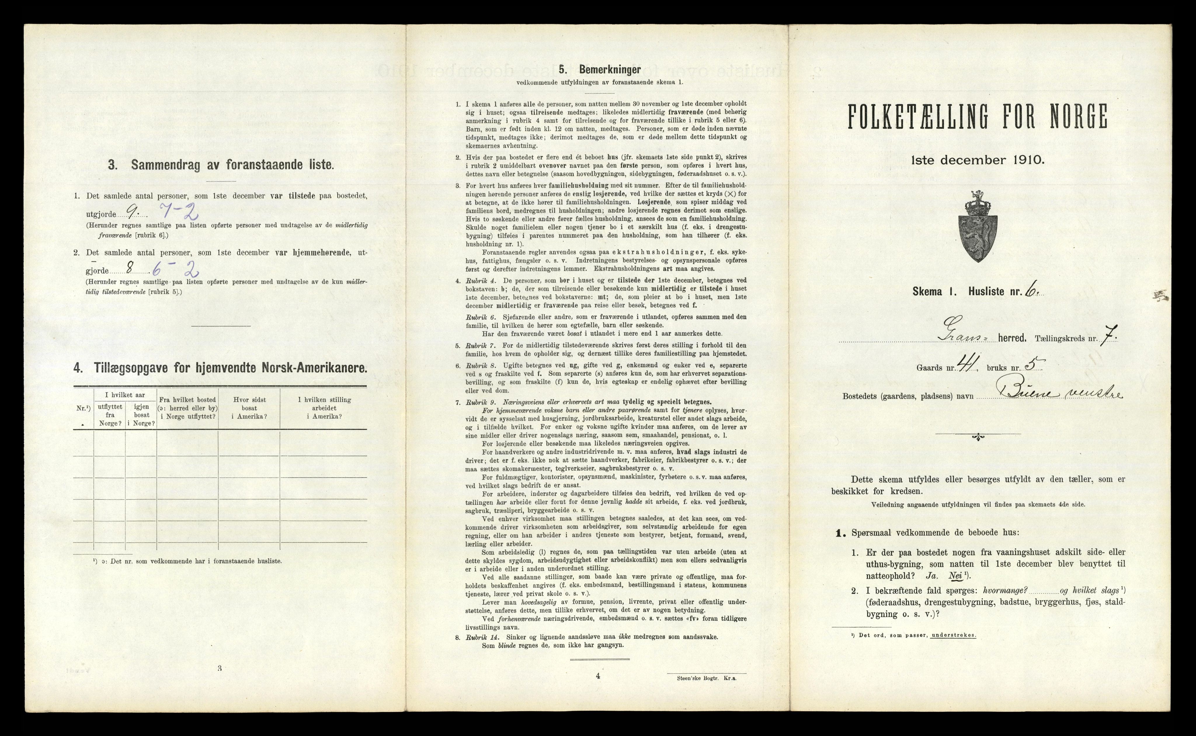 RA, Folketelling 1910 for 0824 Gransherad herred, 1910, s. 492