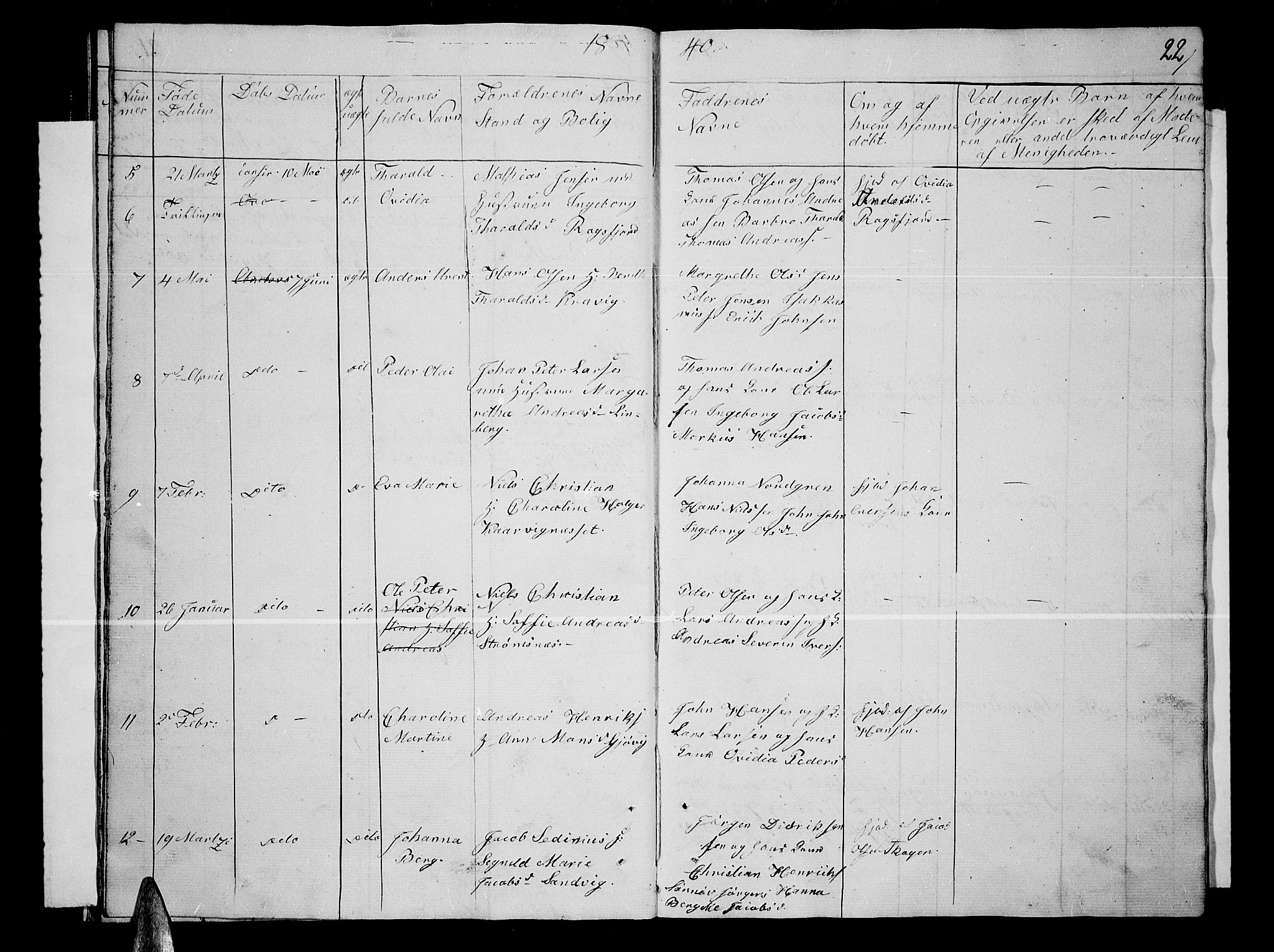 Lenvik sokneprestembete, AV/SATØ-S-1310/H/Ha/Hab/L0002klokker: Klokkerbok nr. 2, 1838-1843, s. 22