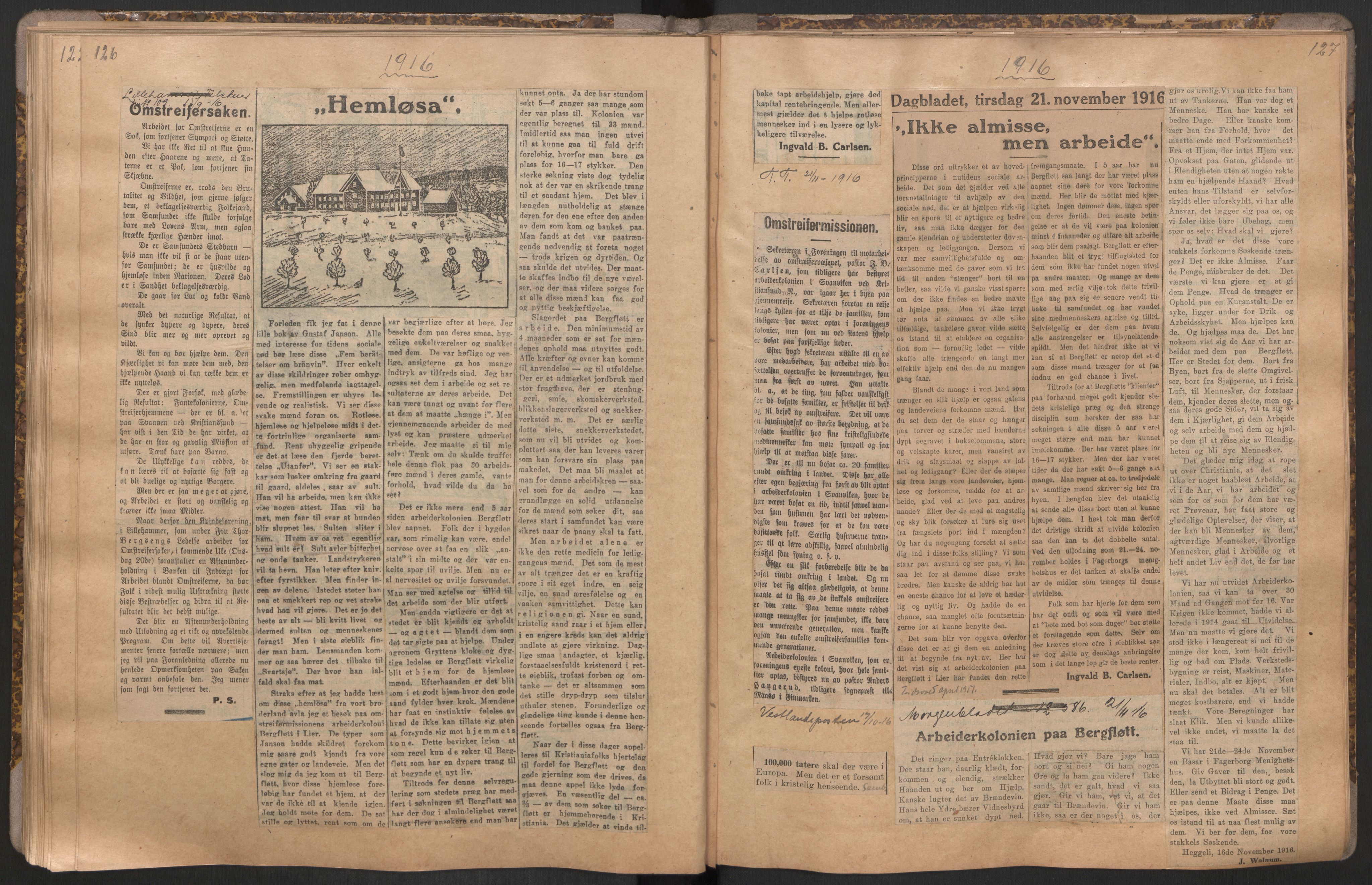 Norsk Misjon Blant Hjemløse, RA/PA-0793/F/Fv/L0534: Utklipp, 1897-1919, s. 126-127