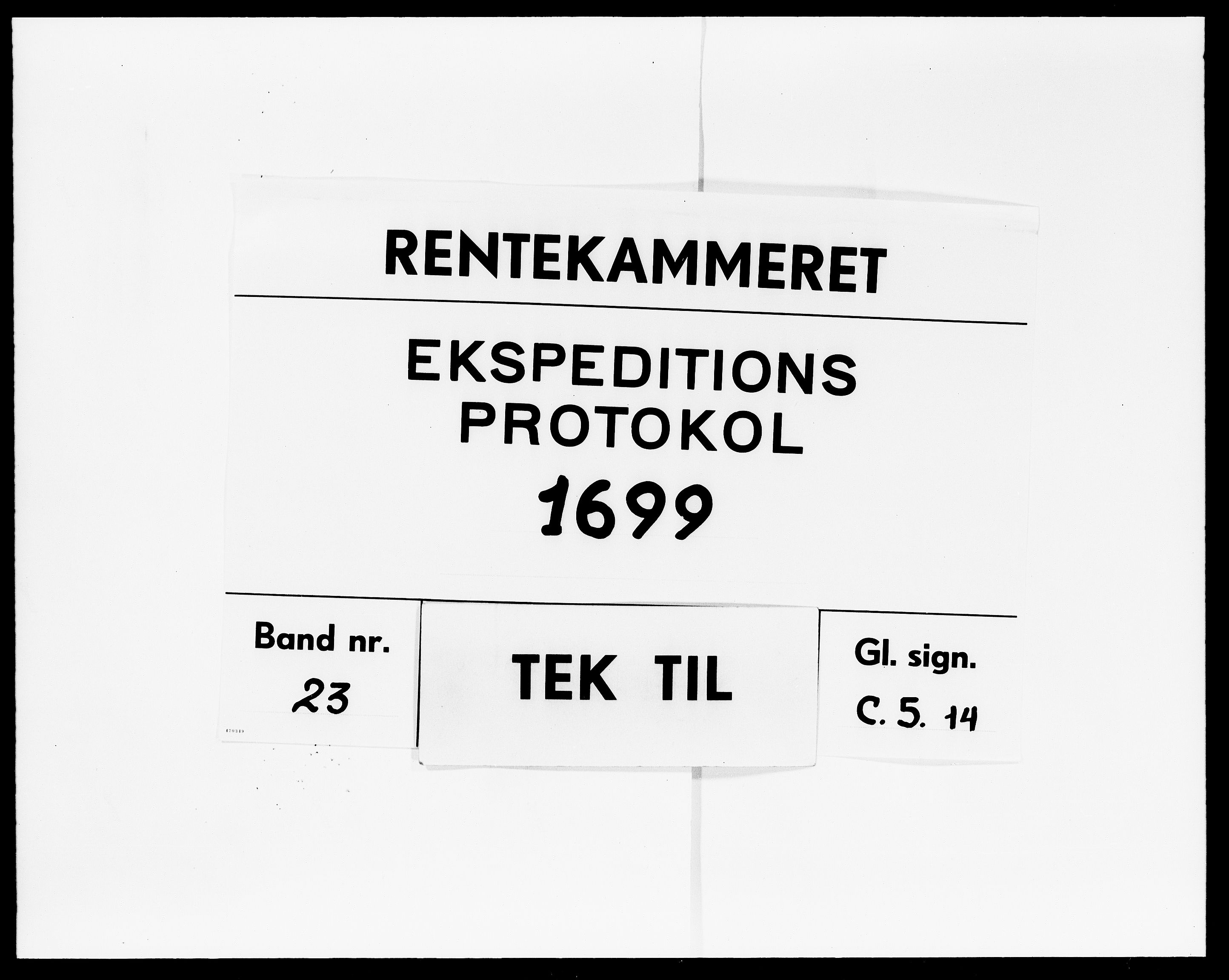 Rentekammeret Skatkammeret, Danske Sekretariat (1660-1679) / Rentekammeret Danske Afdeling, Kammerkancelliet (1679-1771), DRA/A-0007/-/2212-13: Ekspeditionsprotokol, 1699