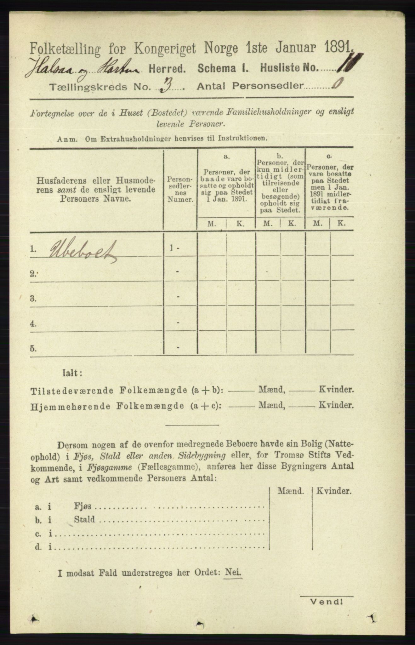 RA, Folketelling 1891 for 1019 Halse og Harkmark herred, 1891, s. 946