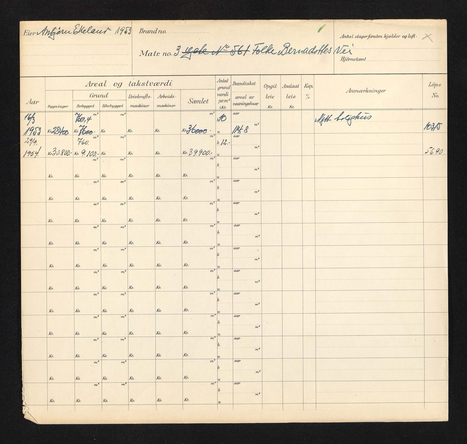 Stavanger kommune. Skattetakstvesenet, BYST/A-0440/F/Fa/Faa/L0014/0001: Skattetakstkort / Folke Bernadottes vei 1 - 28