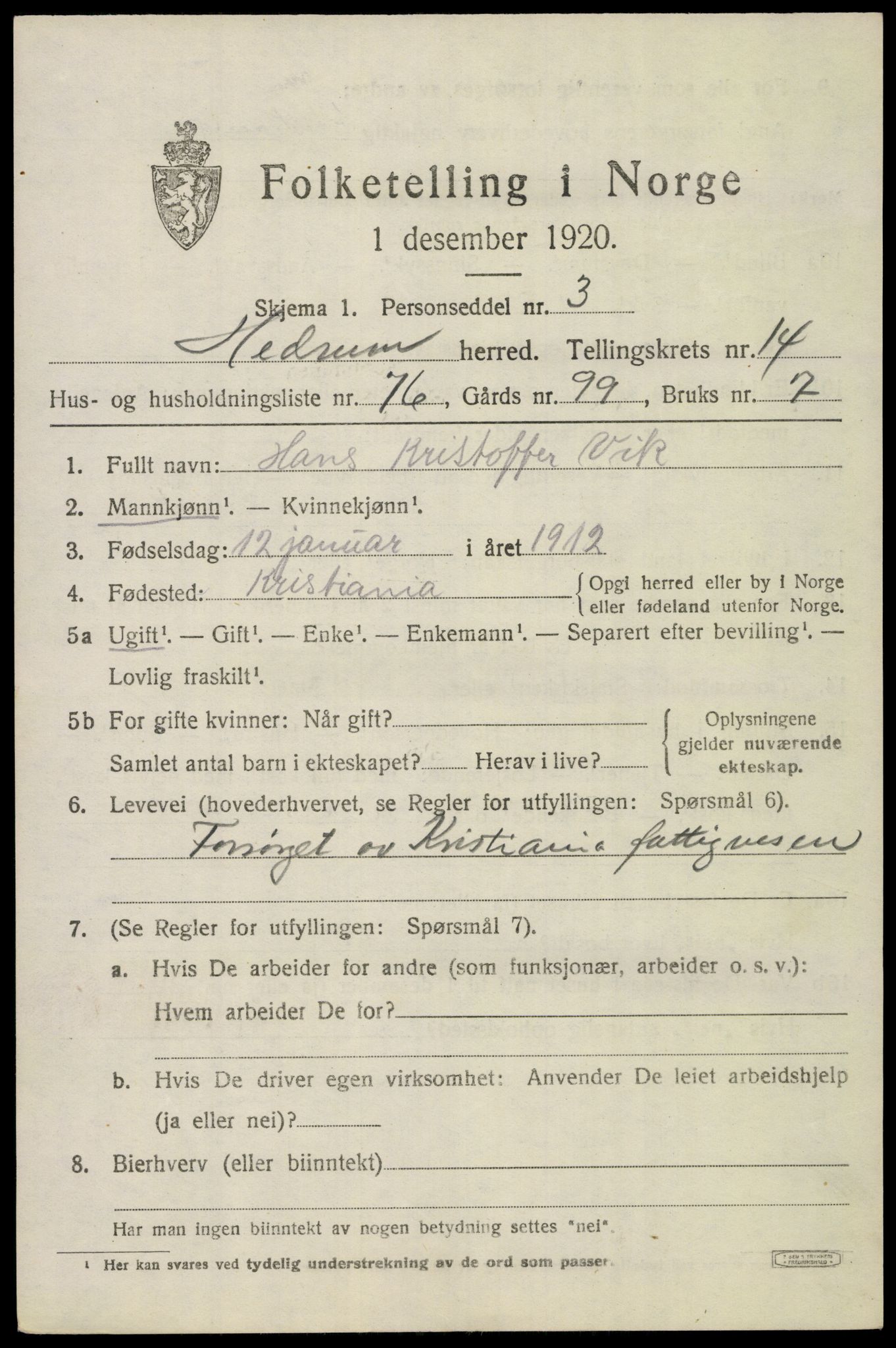 SAKO, Folketelling 1920 for 0727 Hedrum herred, 1920, s. 9875