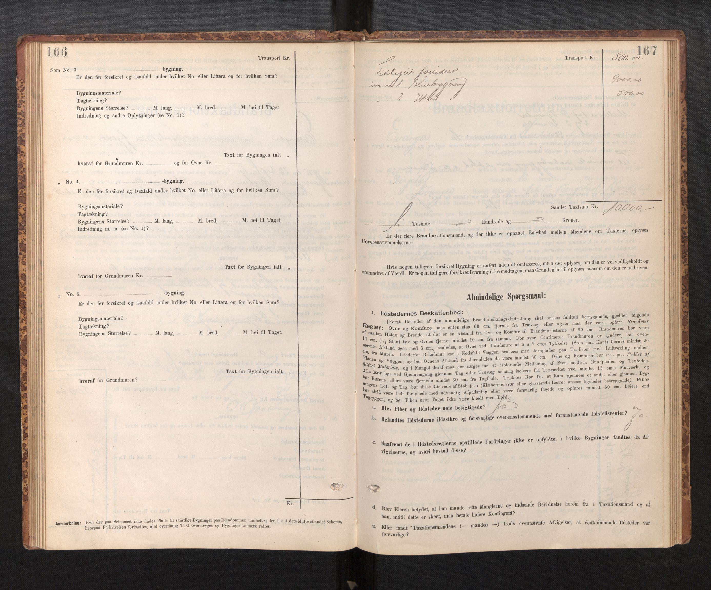 Lensmannen i Evanger, SAB/A-31701/0012/L0005: Branntakstprotokoll, skjematakst, 1895-1935, s. 166-167