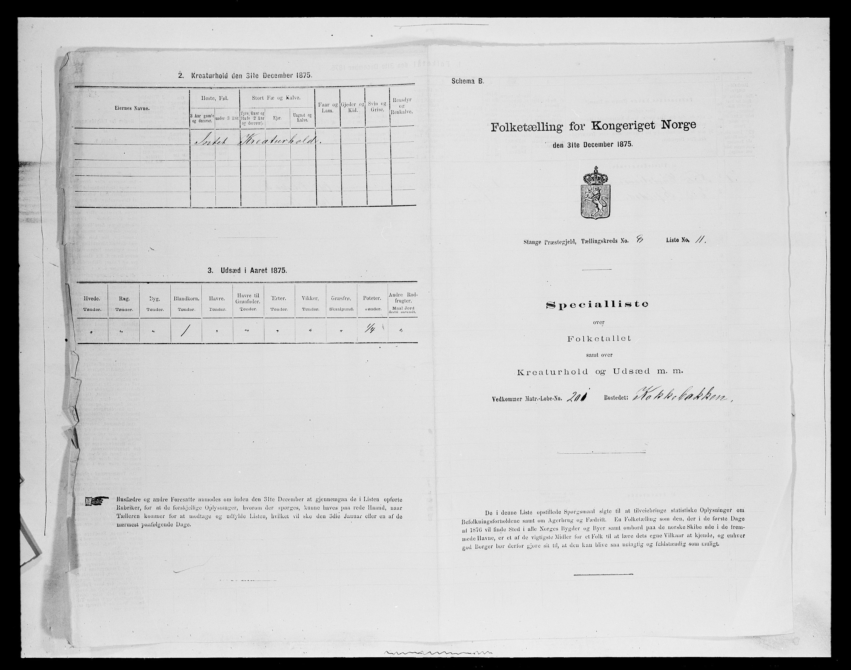 SAH, Folketelling 1875 for 0417P Stange prestegjeld, 1875, s. 1441