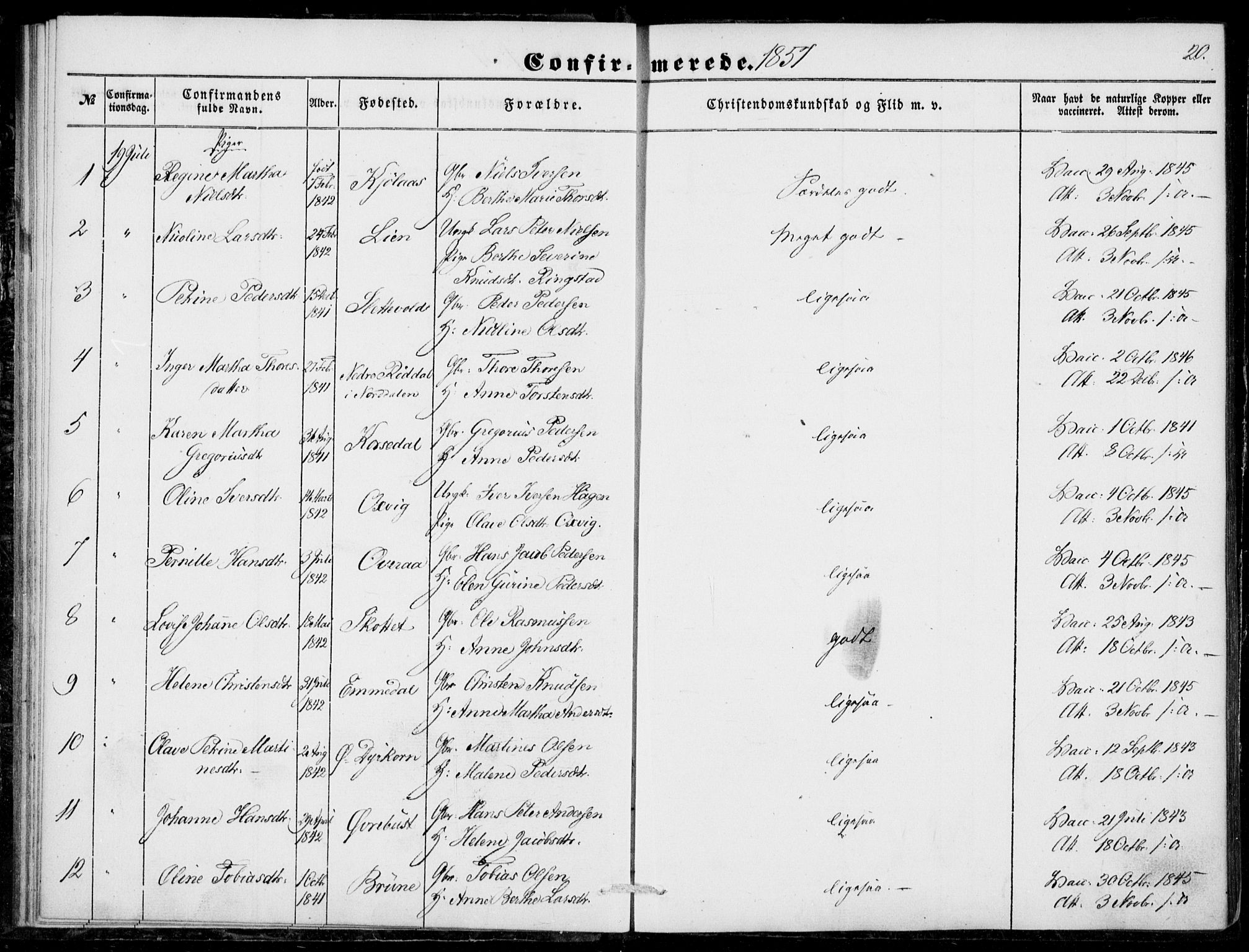 Ministerialprotokoller, klokkerbøker og fødselsregistre - Møre og Romsdal, SAT/A-1454/520/L0281: Ministerialbok nr. 520A10, 1851-1881, s. 20