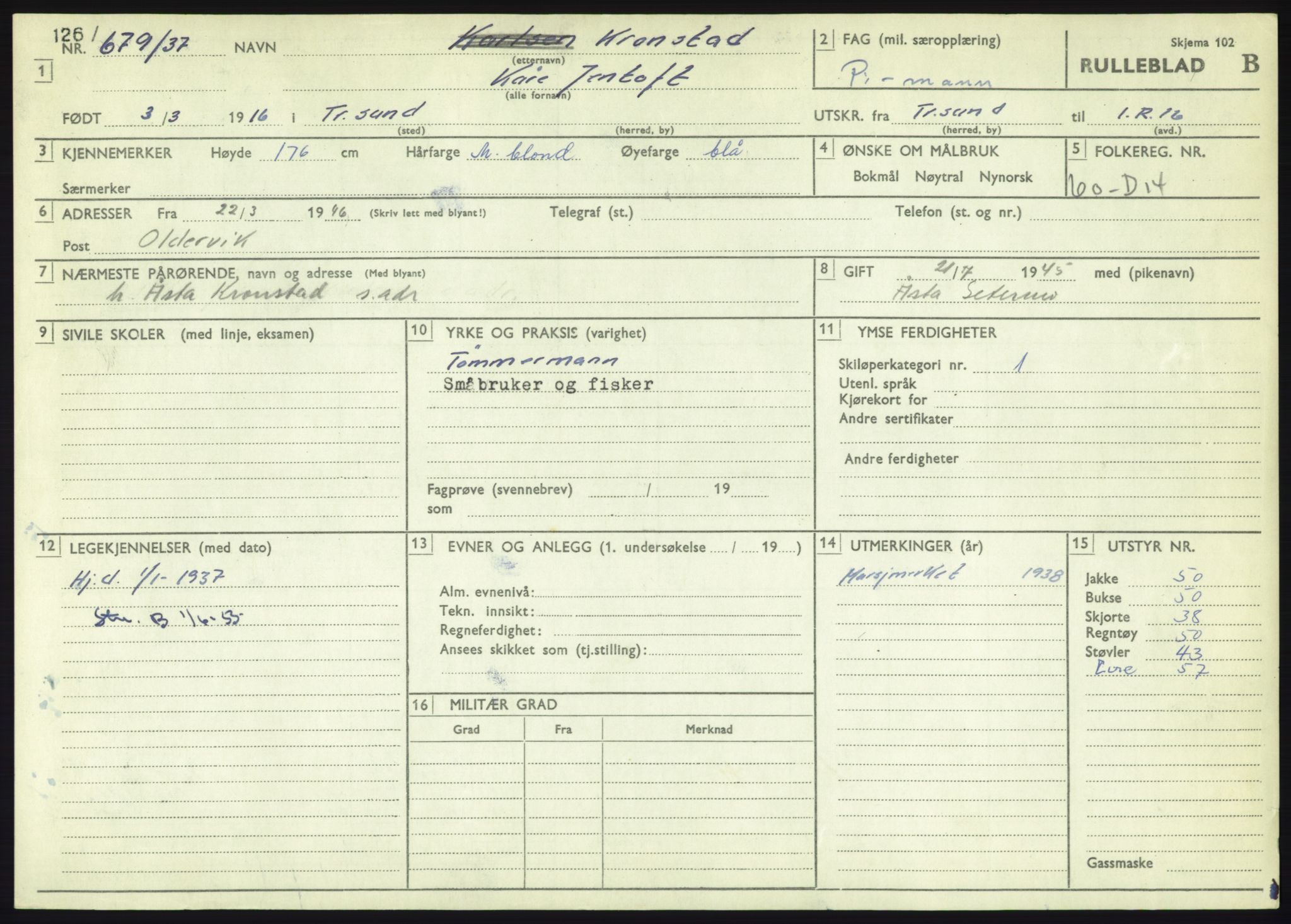 Forsvaret, Troms infanteriregiment nr. 16, AV/RA-RAFA-3146/P/Pa/L0021: Rulleblad for regimentets menige mannskaper, årsklasse 1937, 1937, s. 671