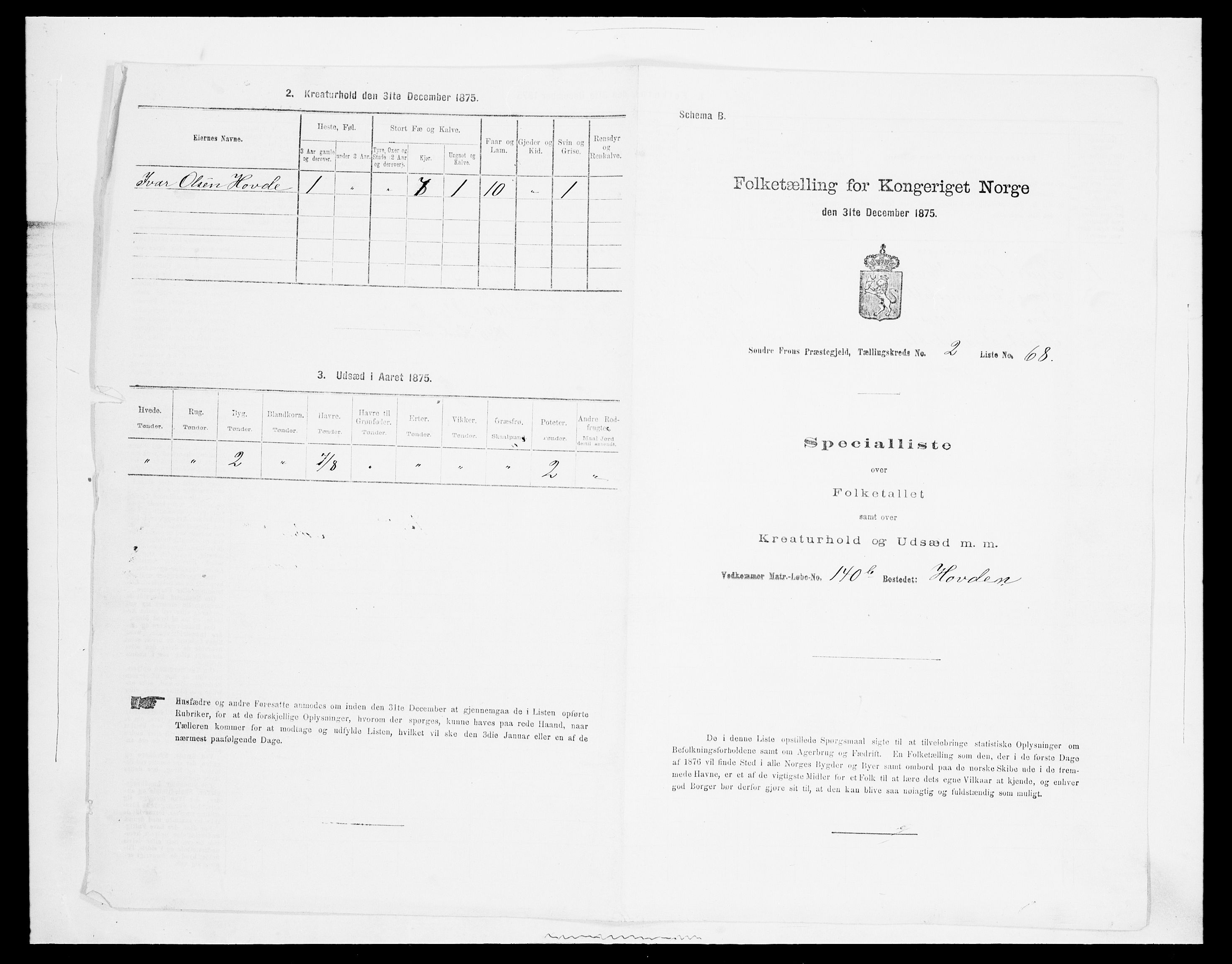 SAH, Folketelling 1875 for 0519P Sør-Fron prestegjeld, 1875, s. 375