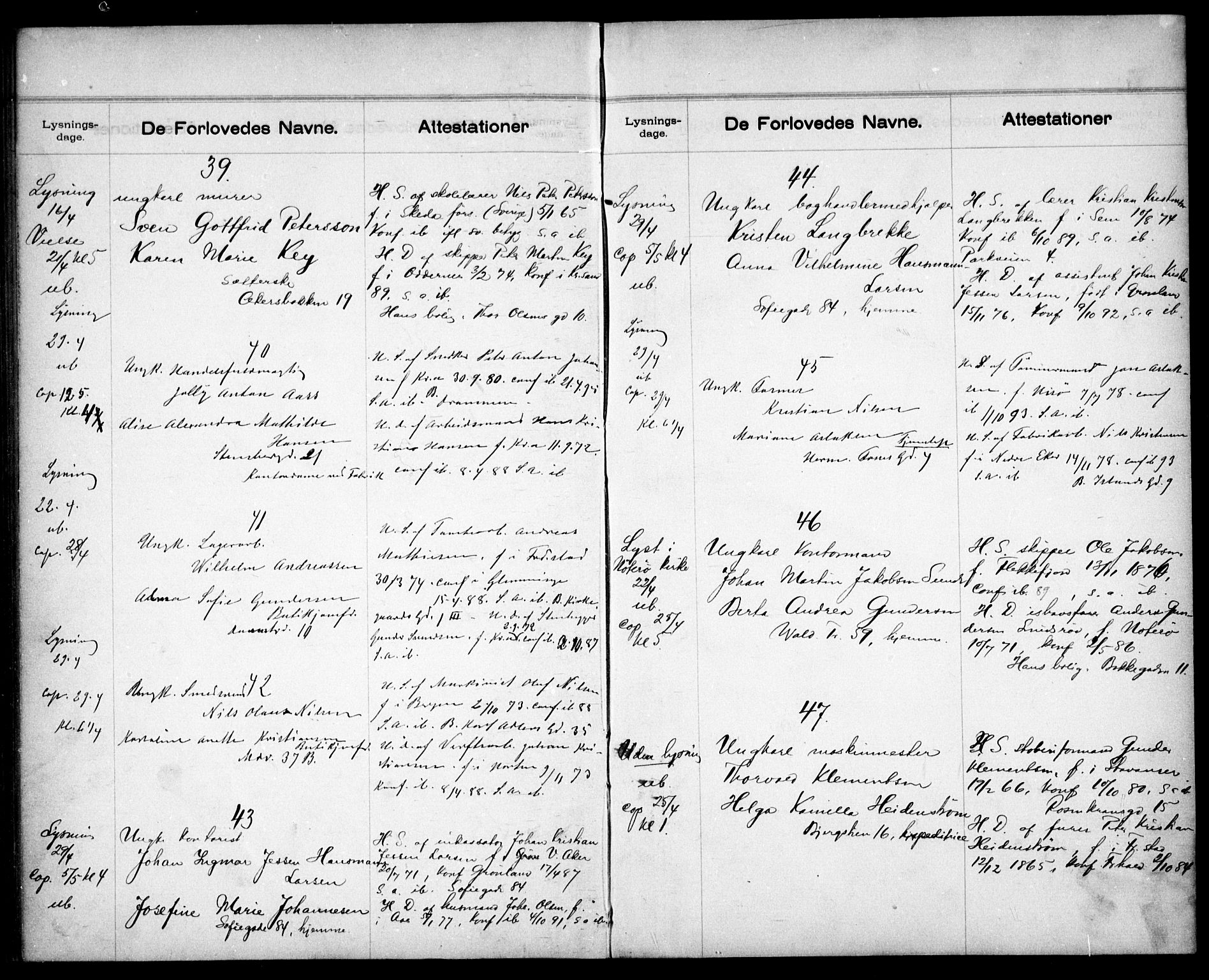 Gamle Aker prestekontor Kirkebøker, AV/SAO-A-10617a/H/L0002: Lysningsprotokoll nr. 2, 1890-1900
