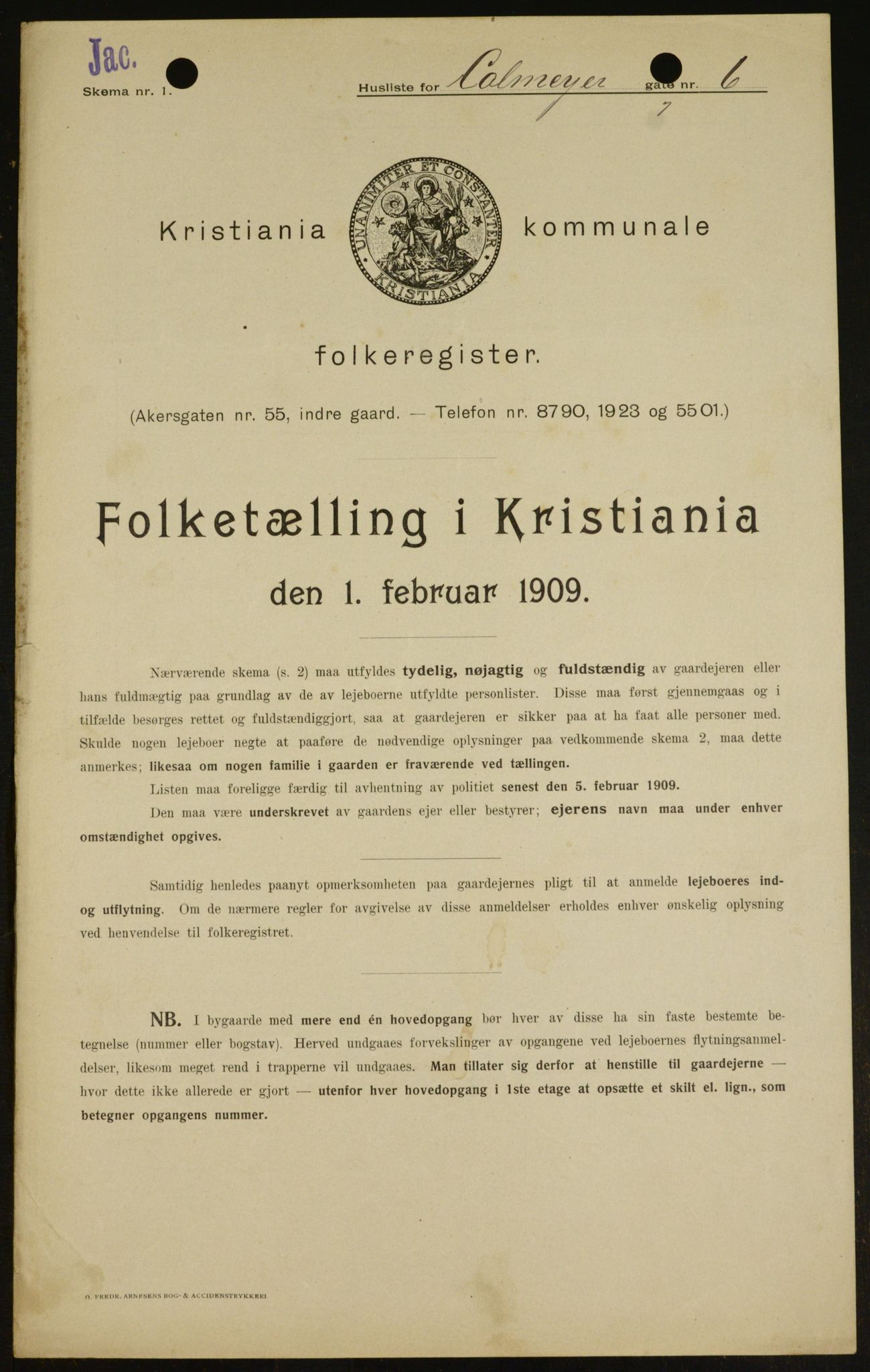 OBA, Kommunal folketelling 1.2.1909 for Kristiania kjøpstad, 1909, s. 10224