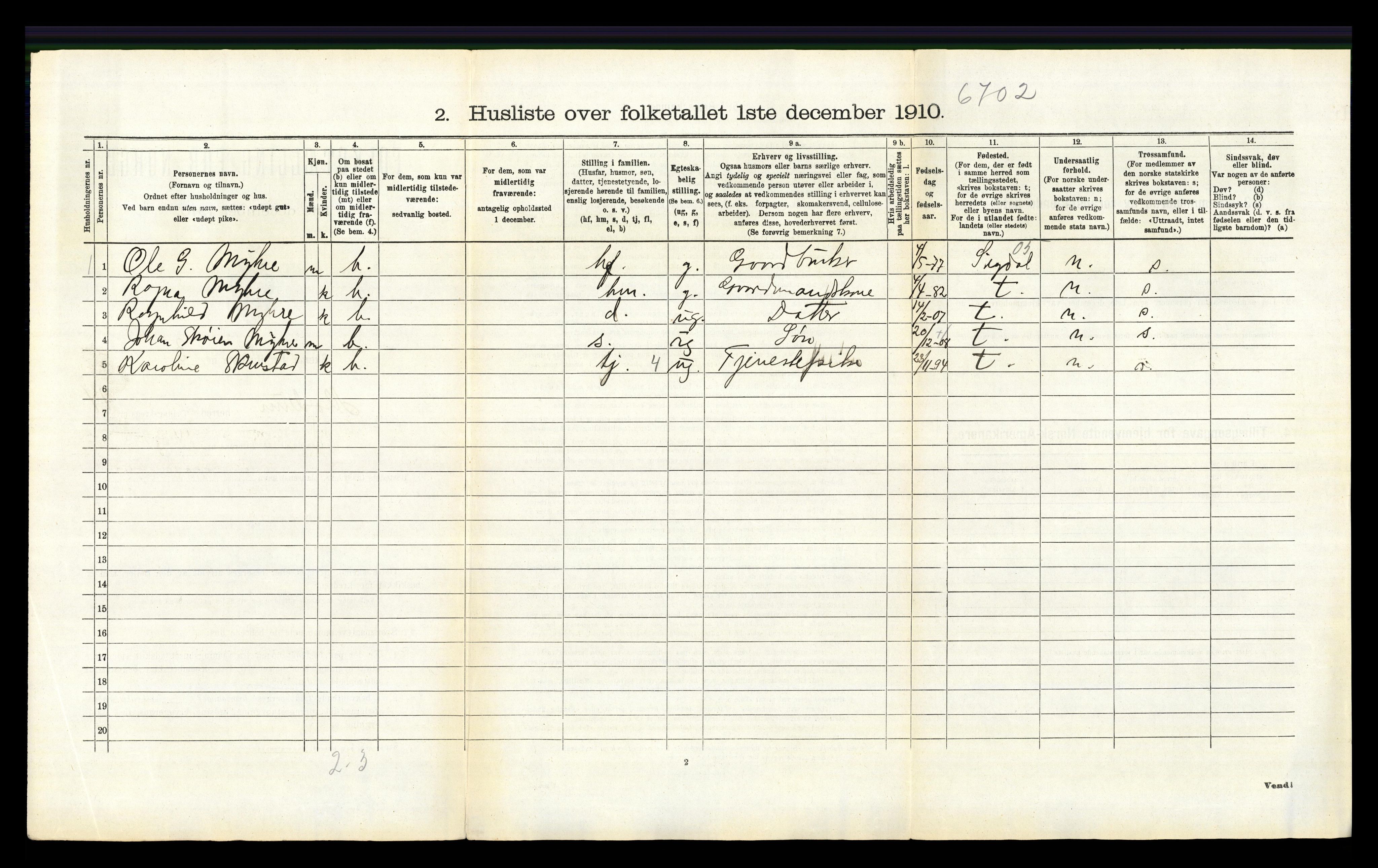 RA, Folketelling 1910 for 0623 Modum herred, 1910, s. 2357