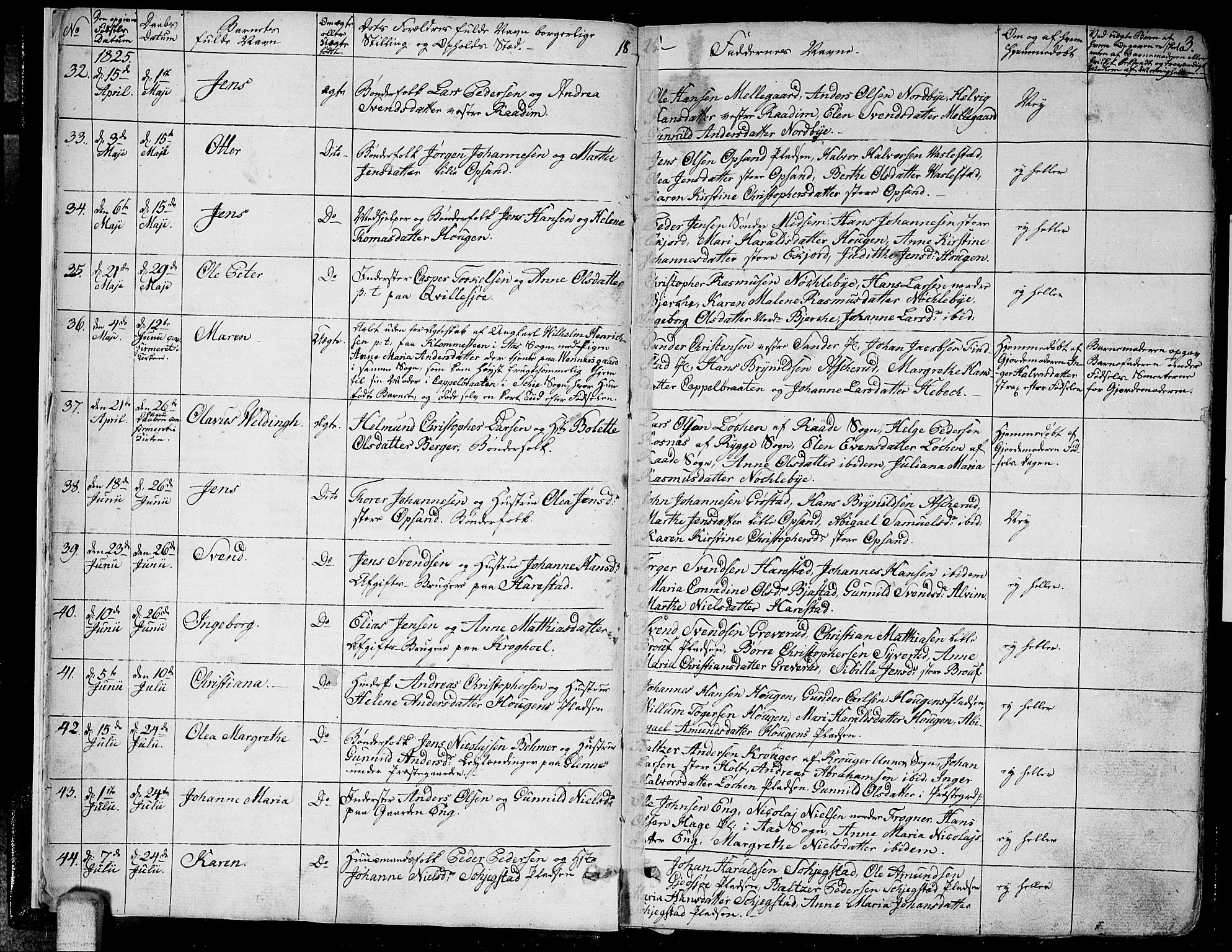 Kråkstad prestekontor Kirkebøker, AV/SAO-A-10125a/F/Fa/L0004: Ministerialbok nr. I 4, 1825-1837, s. 3