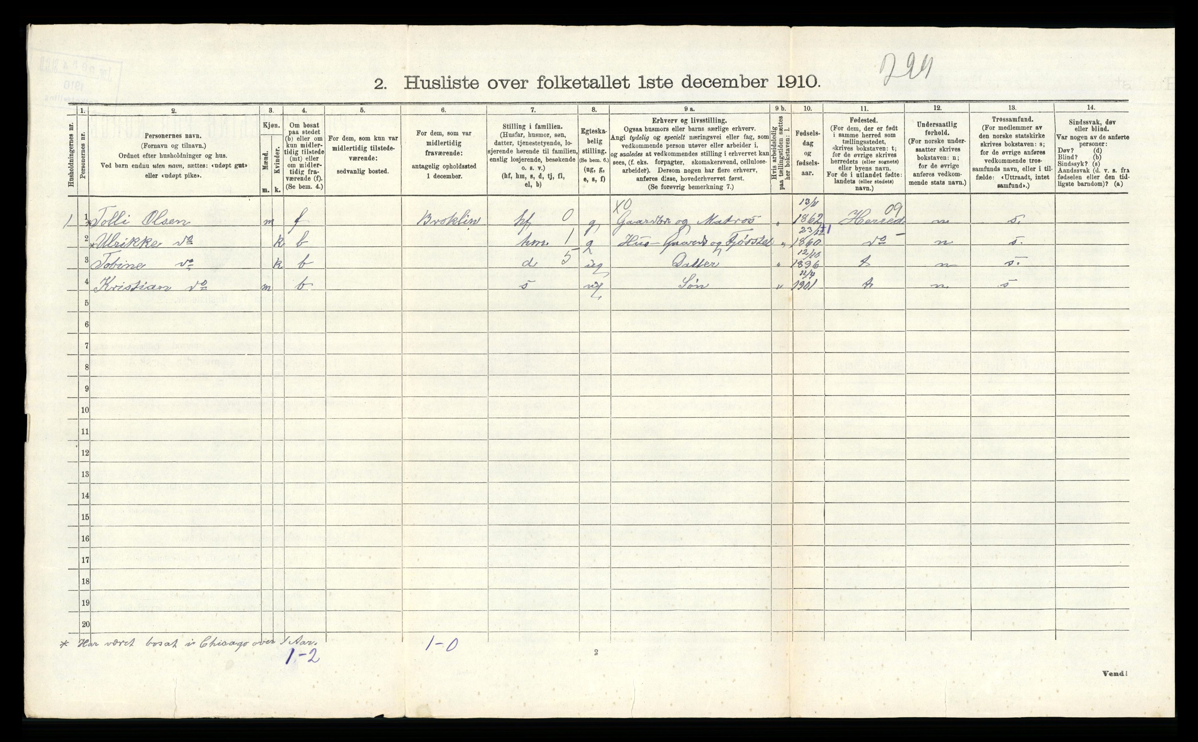 RA, Folketelling 1910 for 1040 Spind herred, 1910, s. 157