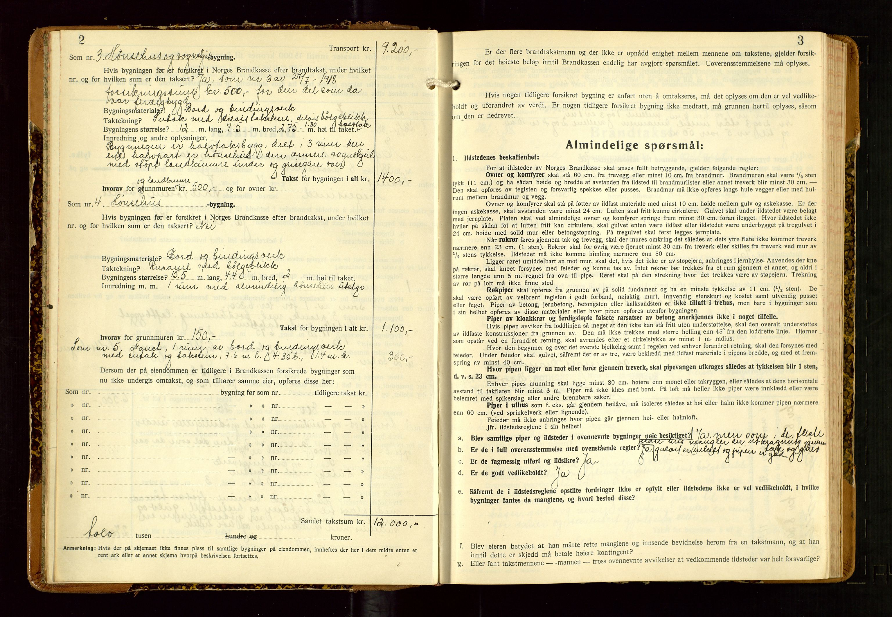 Eigersund lensmannskontor, AV/SAST-A-100171/Gob/L0007: "Brandtakstprotokoll", 1938-1955, s. 2-3