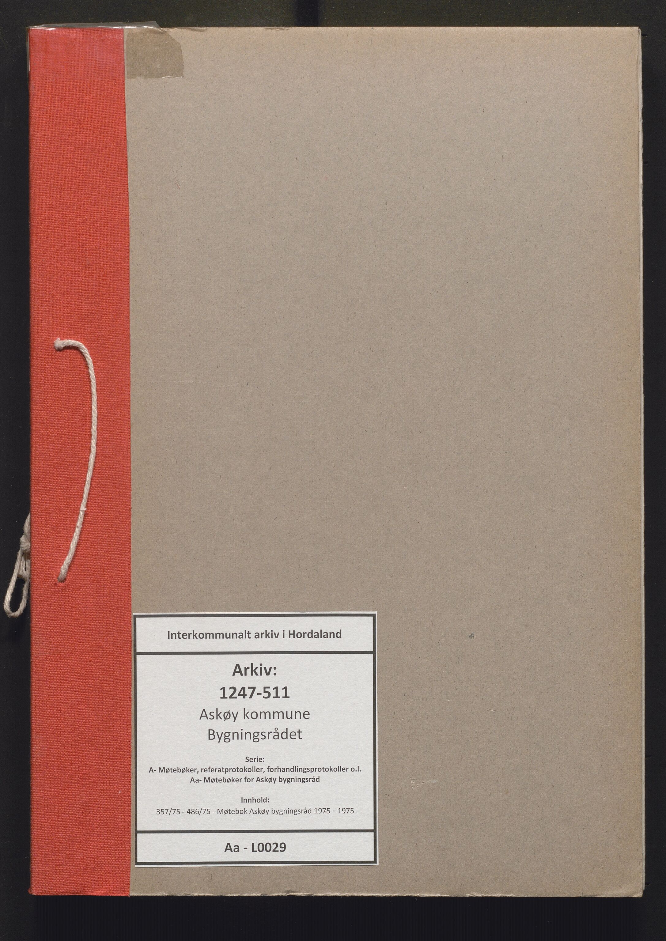 Askøy kommune. Bygningsrådet, IKAH/1247-511/A/Aa/L0029: Møtebok Askøy bygningsråd, 1975
