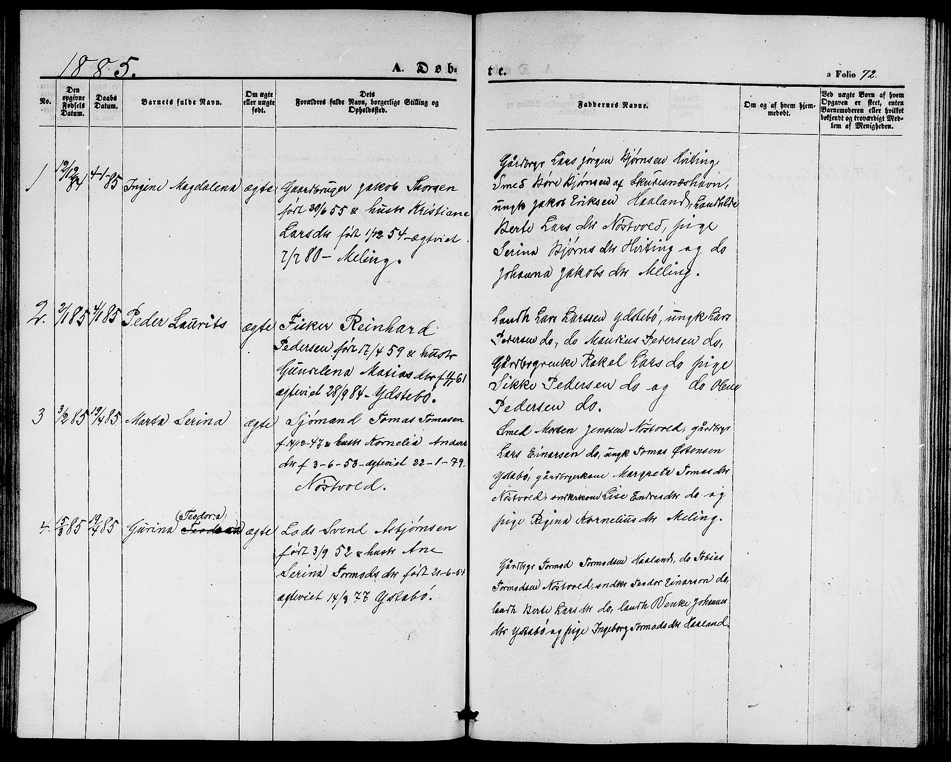 Rennesøy sokneprestkontor, AV/SAST-A -101827/H/Ha/Hab/L0003: Klokkerbok nr. B 3, 1855-1888, s. 72