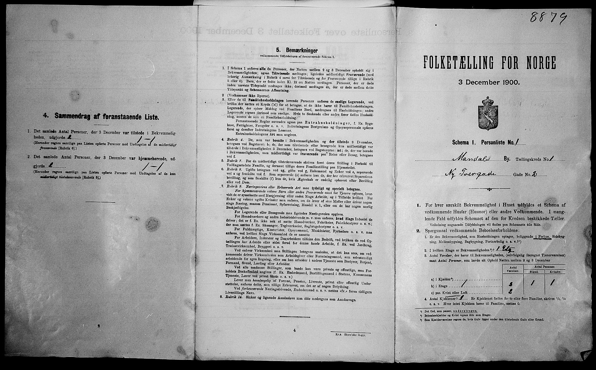 SAK, Folketelling 1900 for 1002 Mandal ladested, 1900, s. 62