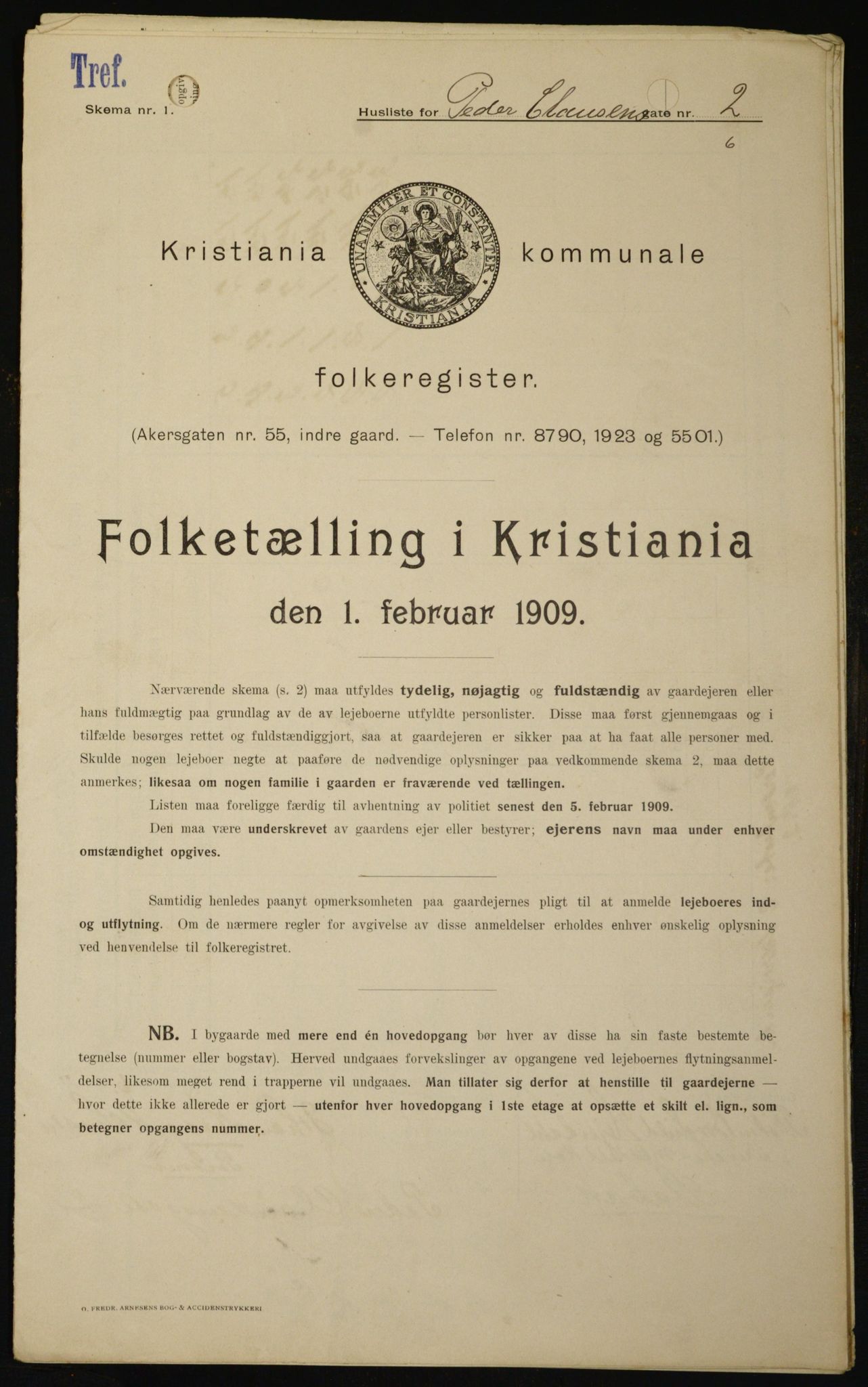 OBA, Kommunal folketelling 1.2.1909 for Kristiania kjøpstad, 1909, s. 71332