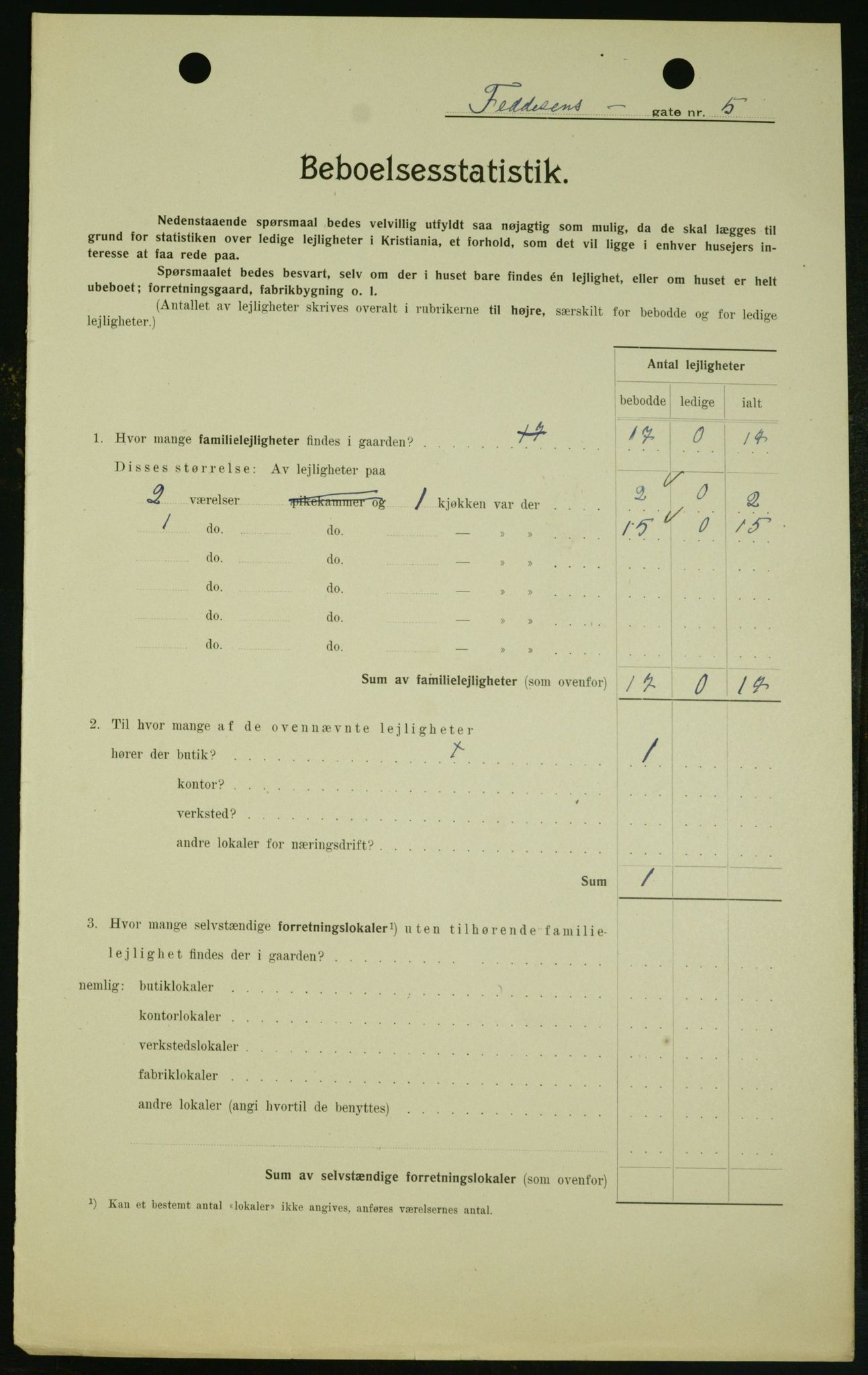 OBA, Kommunal folketelling 1.2.1909 for Kristiania kjøpstad, 1909, s. 21699
