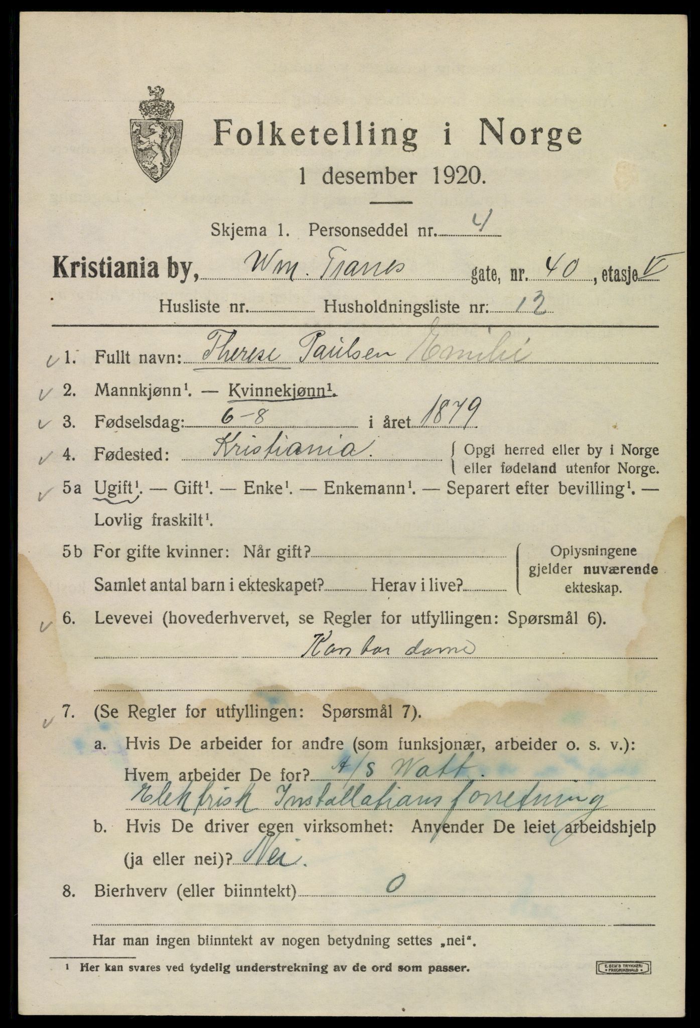 SAO, Folketelling 1920 for 0301 Kristiania kjøpstad, 1920, s. 647547