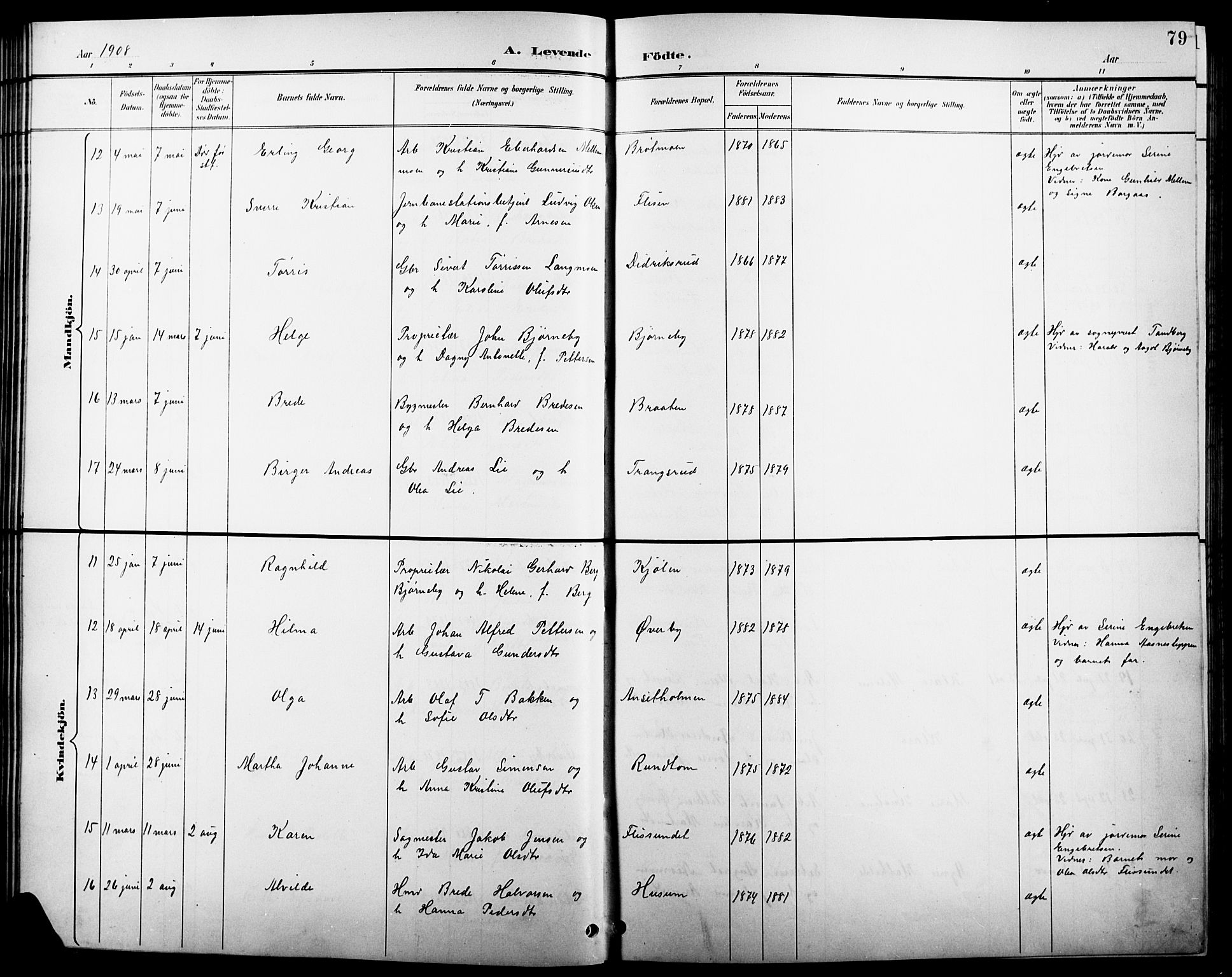 Åsnes prestekontor, AV/SAH-PREST-042/H/Ha/Hab/L0004: Klokkerbok nr. 4, 1895-1909, s. 79